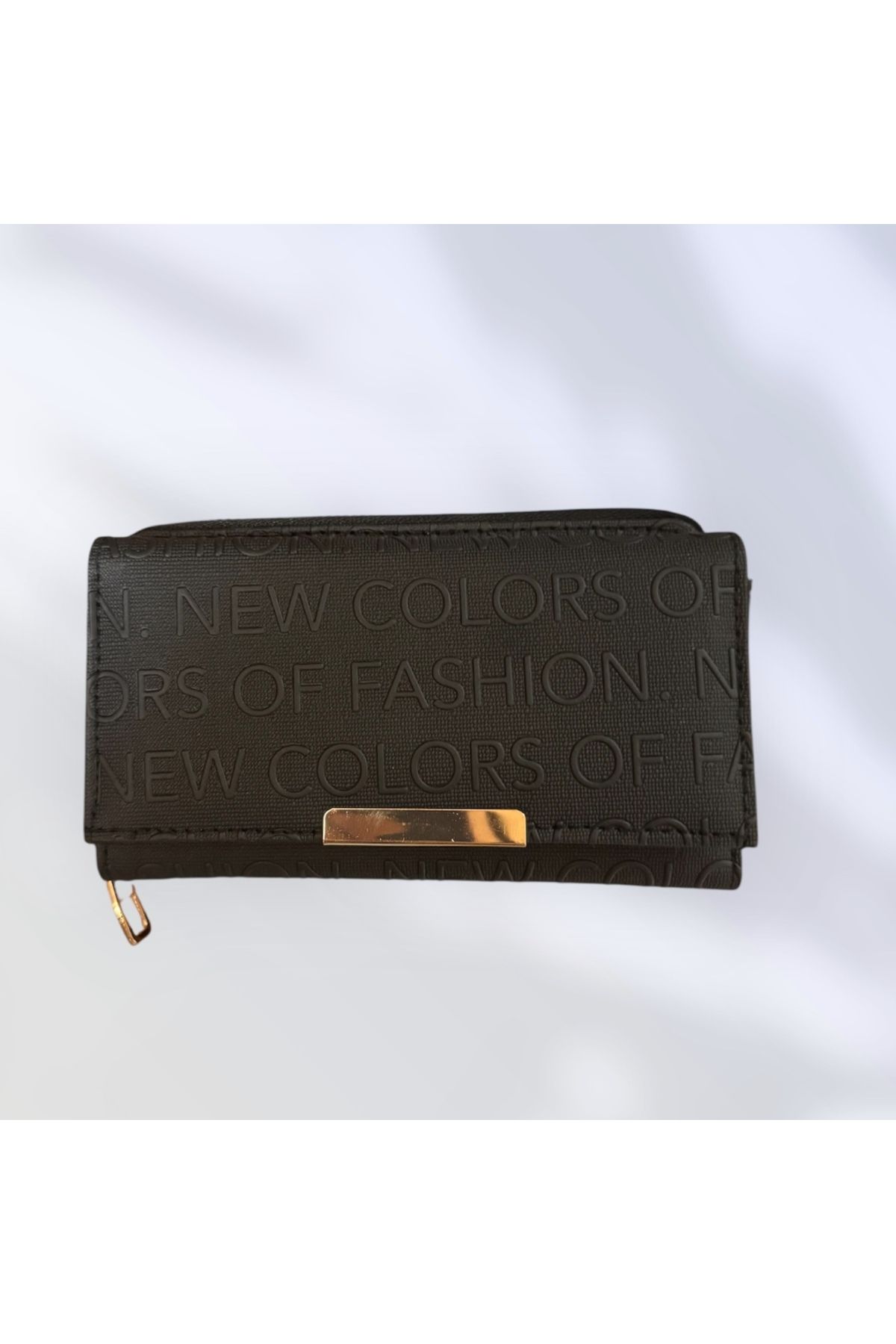 BAŞAK BAGS Siyah Kabartma Yazı Detaylı Modern Kadın Cüzdanı