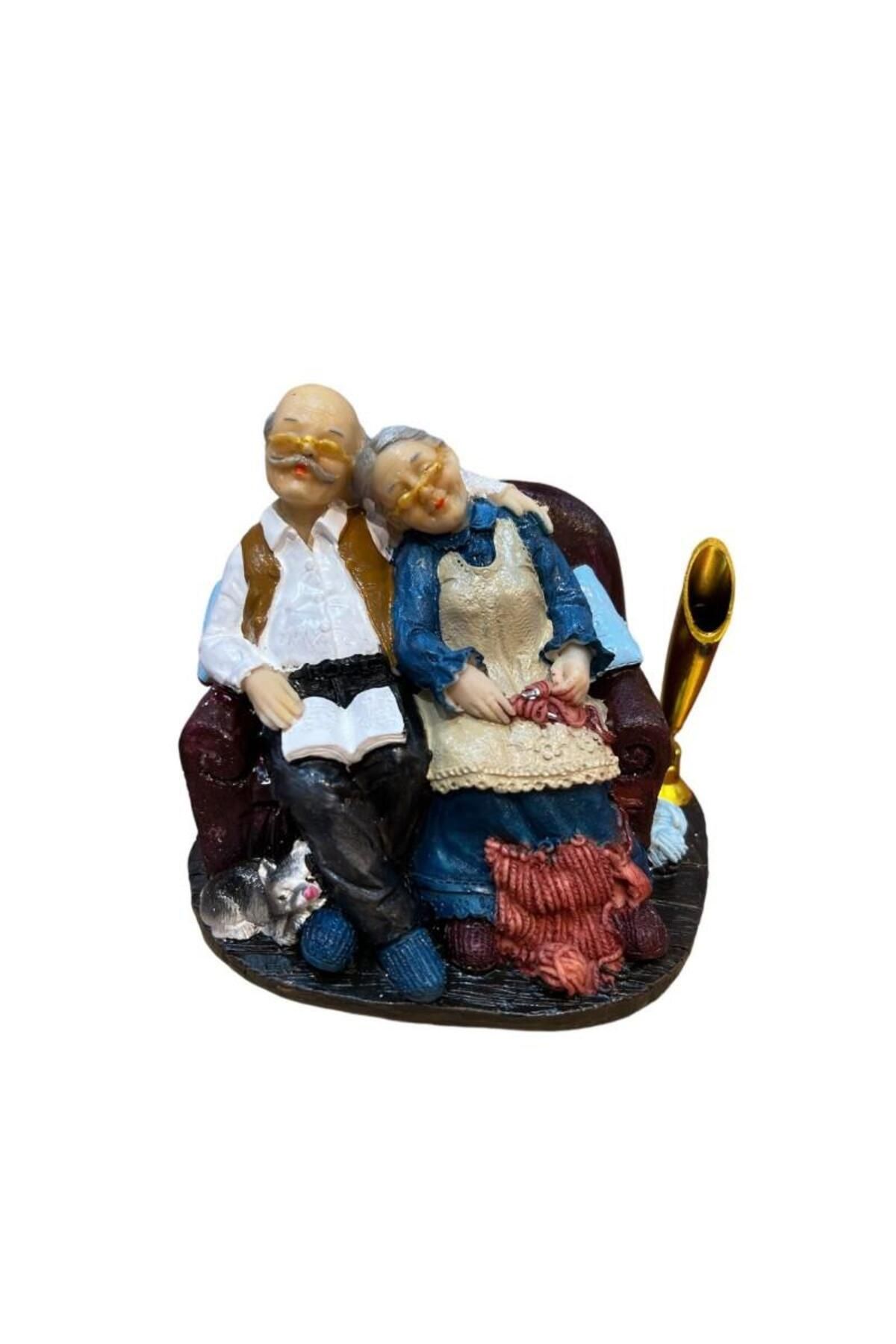 KENPAZAR Polyester Yaşlı Çift Kalemlikli Biblo