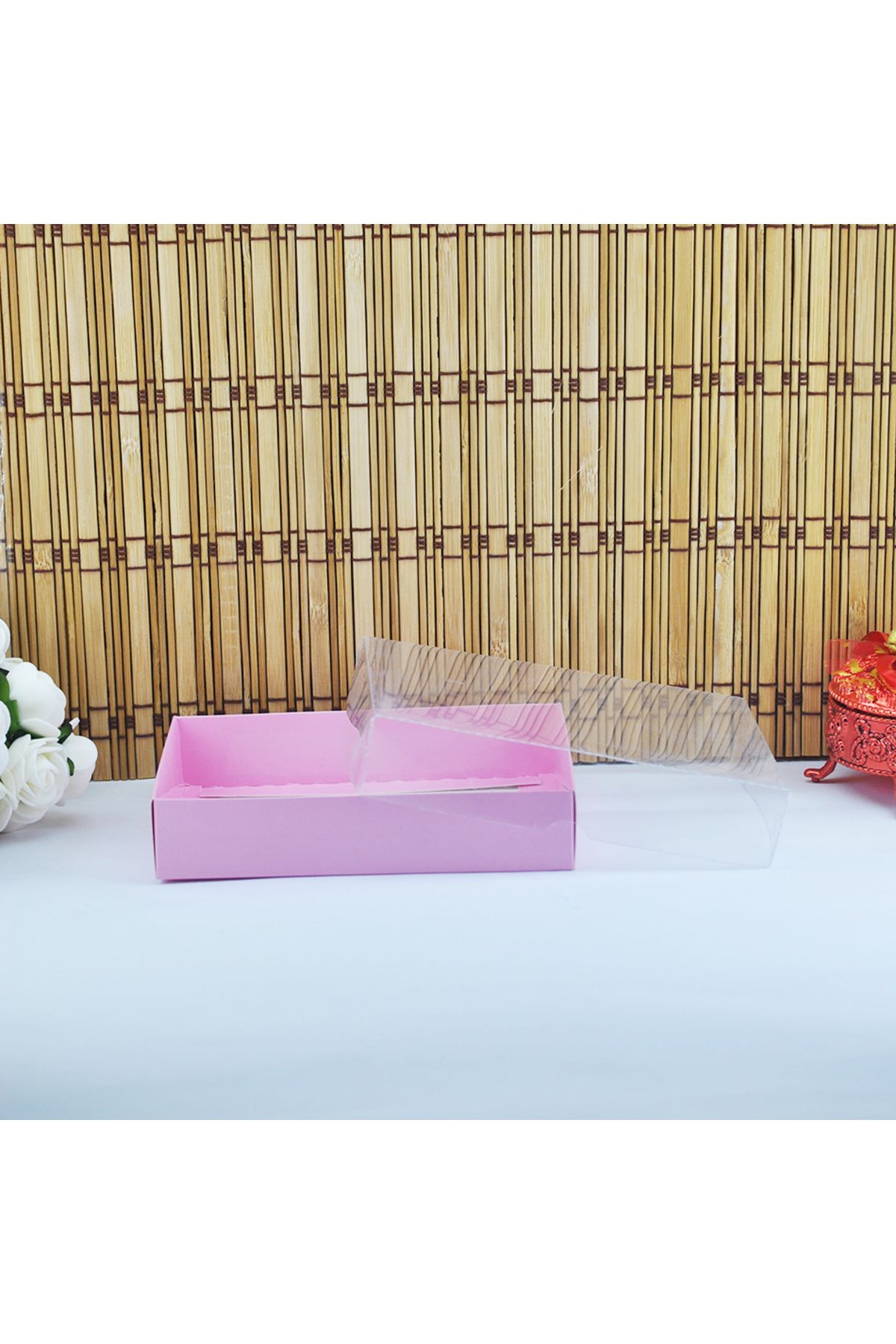 Eminonutoptanci Asetat Kapaklı Karton Kutu 15X12X3 (50 Adet) Pembe