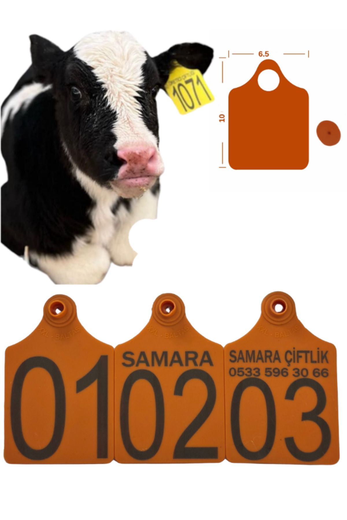 SAMARA ÇİFTLİK EKİPMANLARI Büyükboy 25 Adet Turuncu XL Büyükboy hayvan küpesi+Pens Ucu Hediye