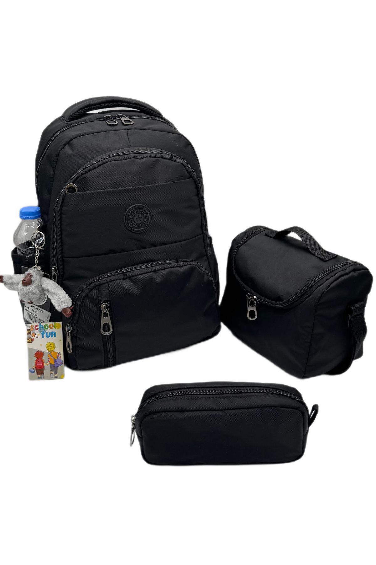 betto's İlkokul Çantası 3'lü Set Unisex Çocuk İlk Okul Çantası OVSKİ-8010 Pudra-Vizon