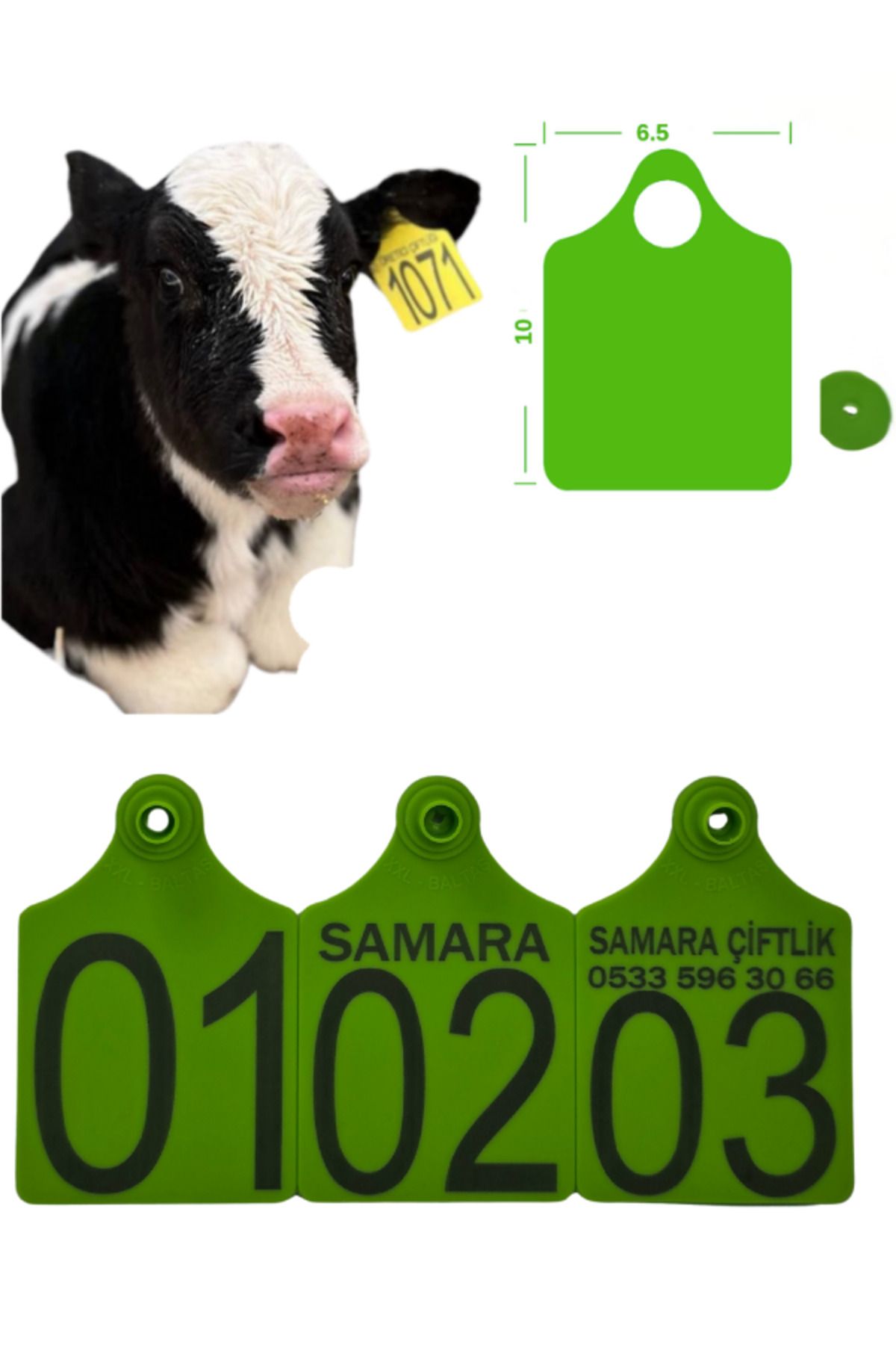 SAMARA ÇİFTLİK EKİPMANLARI Büyükboy 75 Adet Yeşil XL Büyükboy hayvan küpesi+Pens Ucu Hediye