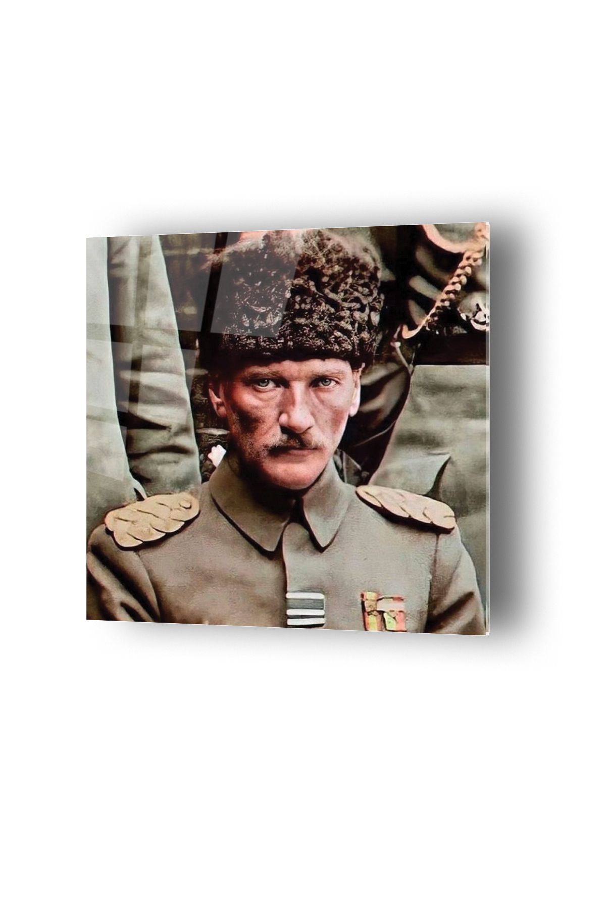 no77decor Komutan Atatürk Temalı Cam Tablo