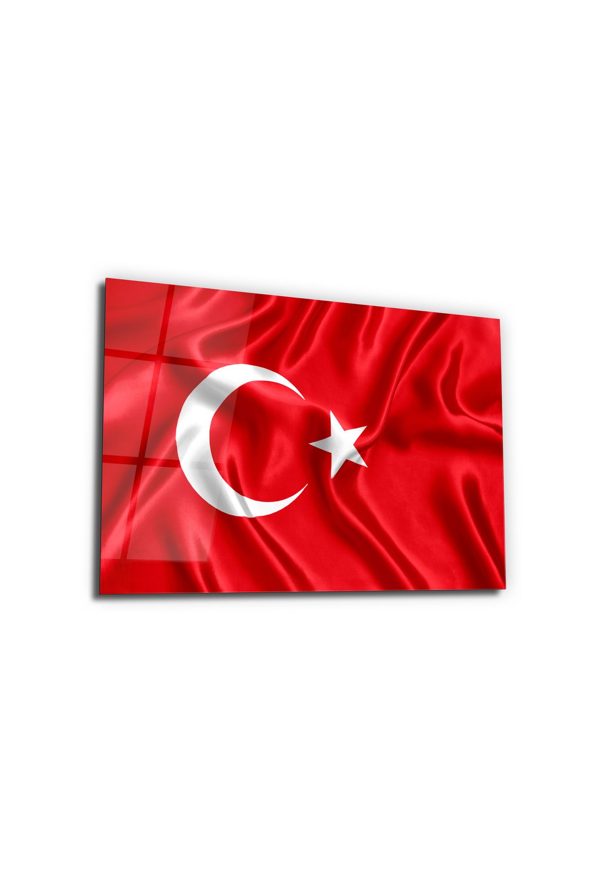 Pixel Decoration Türk Bayrağı Cam Tablo - Ay Yıldız Dekoratif Ev ve Ofis Tablosu