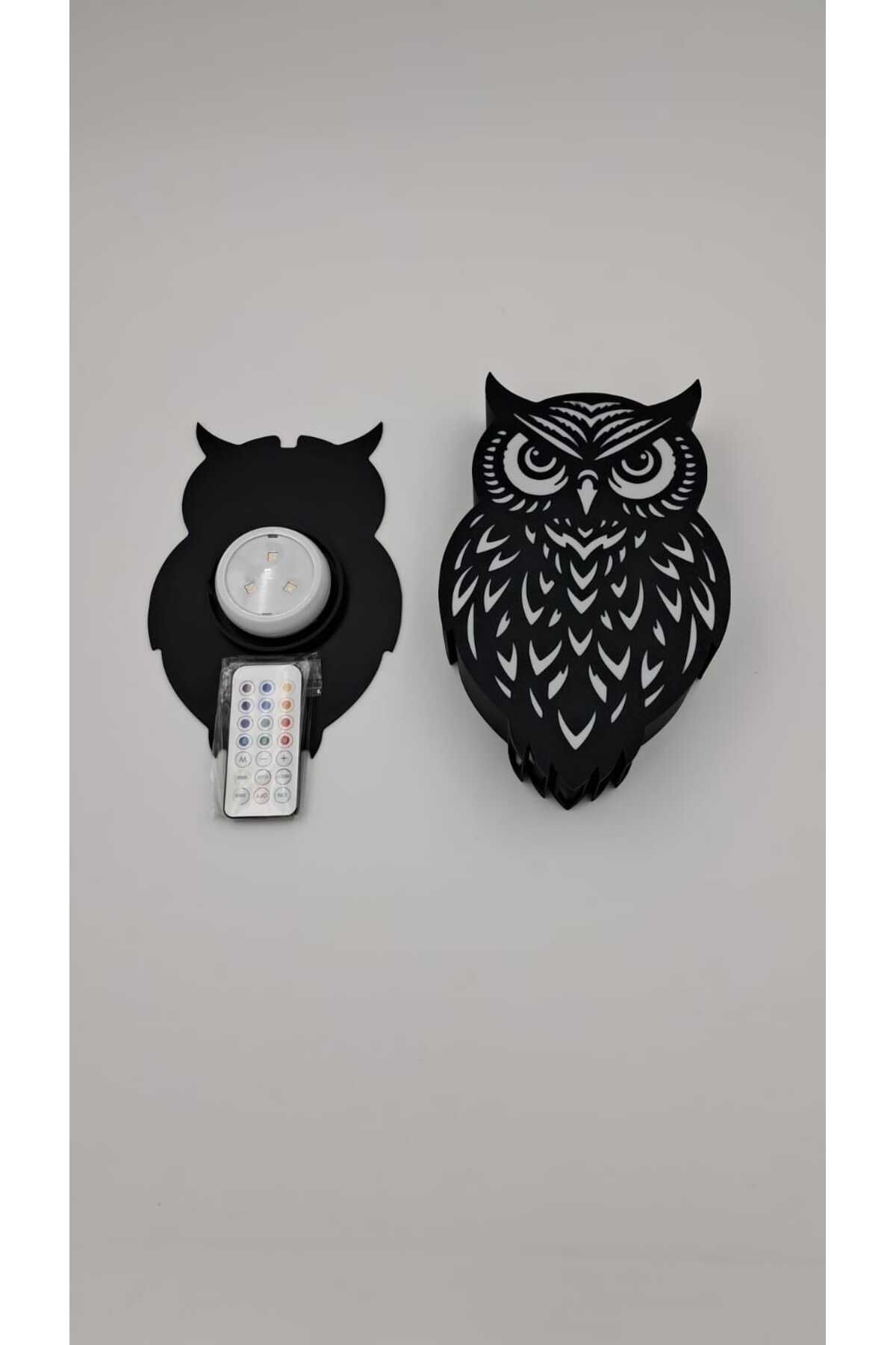 Home Kumanda Kontrollü ve Pilli - Baykuş Figürlü RGB Işıklı Duvar Dekoru