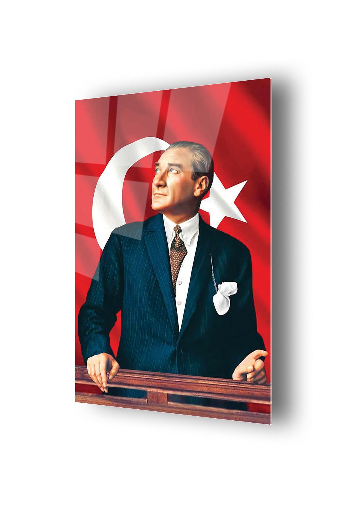 no77decor Atatürk Serisi Türk Bayrağı Temalı Dayanıklı Cam Tablo