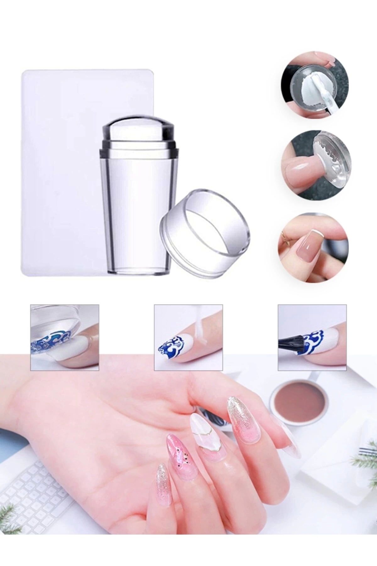 shop Tırnak Baskı Aparatı Silikon Başlıklı Transfer French Baskı Aparatı