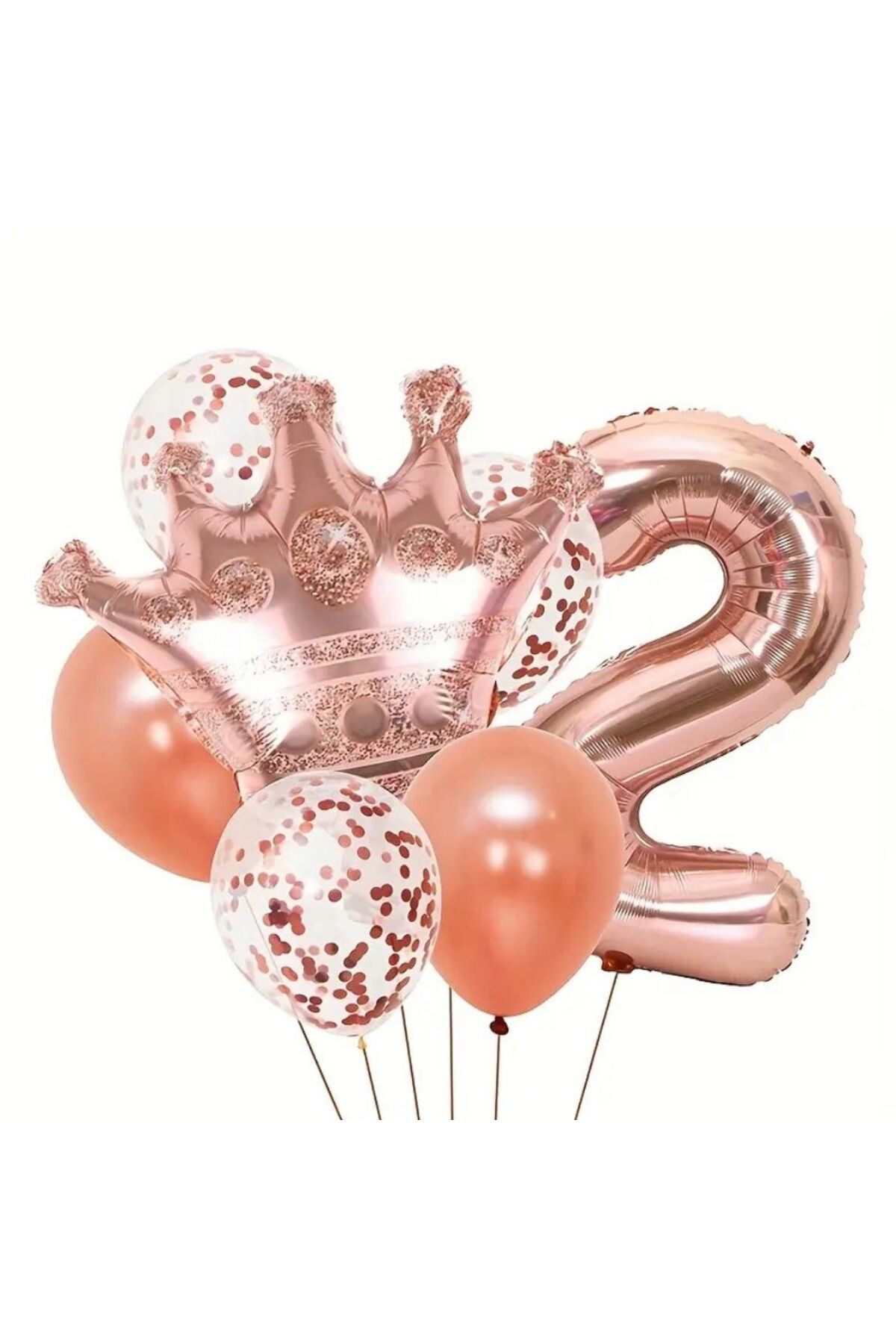 parti sürprizi Rose Gold Taçlı 2 Rakam Balon Set