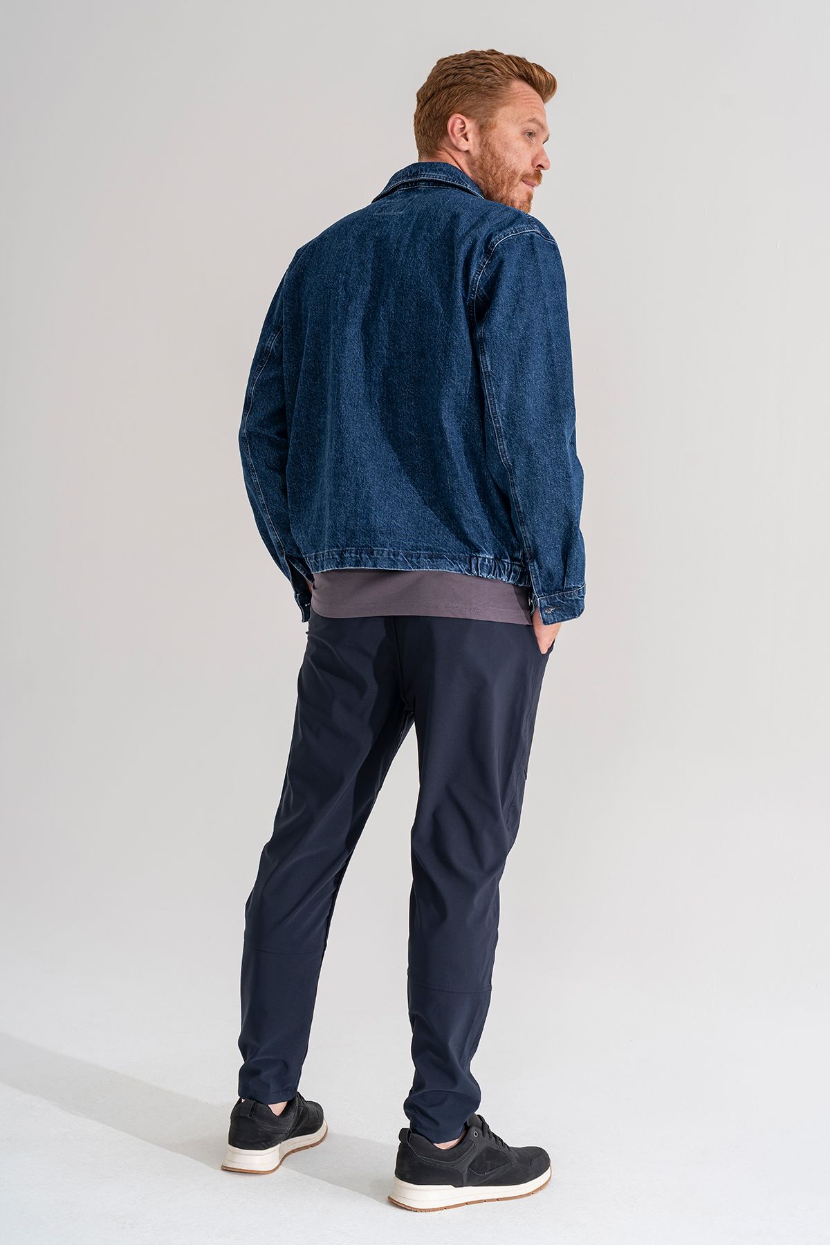 Souris-Ανδρικό παντελόνι Jogger με μπλέ Navy αναπνεύσιμο ελαστικό ύφασμα Lycra 4