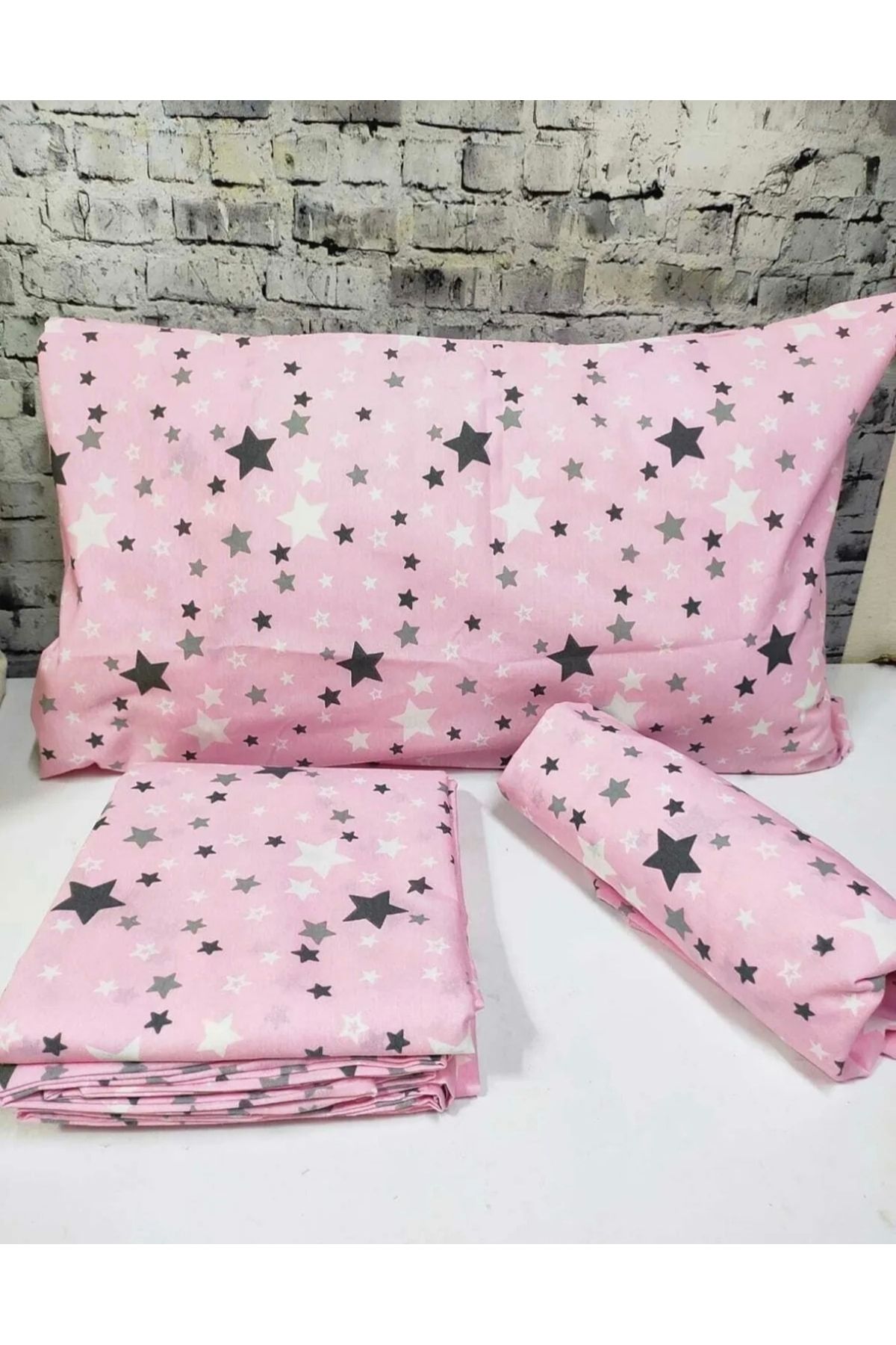 AsilHome Pamuklu ranforce kumaş yıldız desen tek kişilik nevresim tam takım