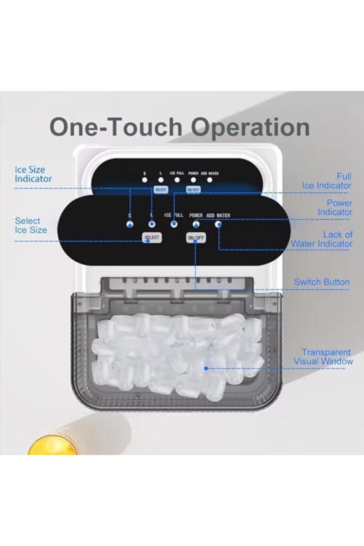 MACON-ASHLGQB Countertop Ice Maker, One-Click Operation Ice Machine, with Self-Cleaning, 12kg/24H, Removab 4