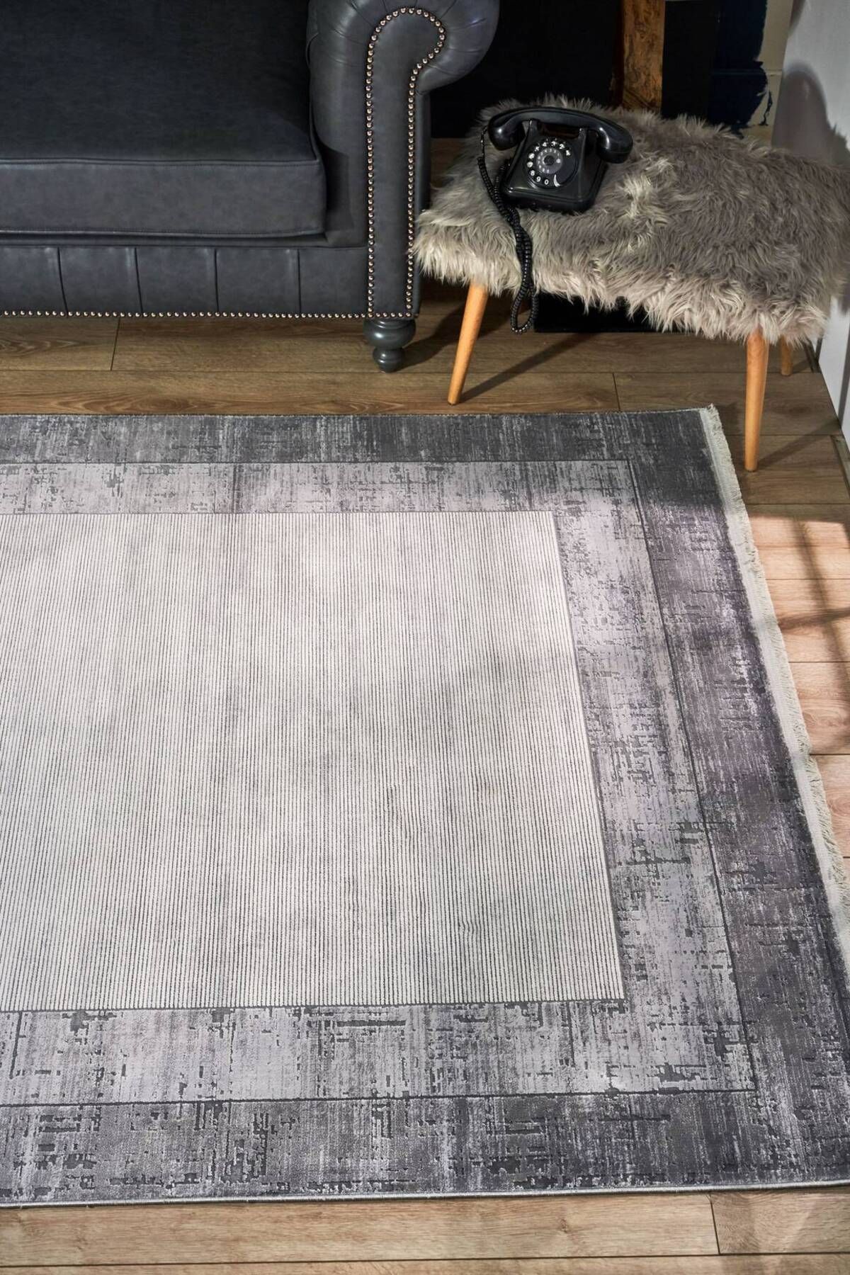 akbel halı & yatak exclusive home design Serenity 7811 Gri - Viskon Dokuma Halı | Modern Gri Salon Halısı