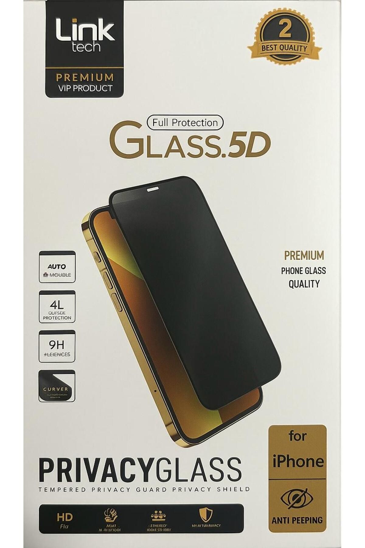 Linktech iPhone 16 Pro Max Premium 5D Hayalet Kırılmaz Ekran Koruyucu Cam