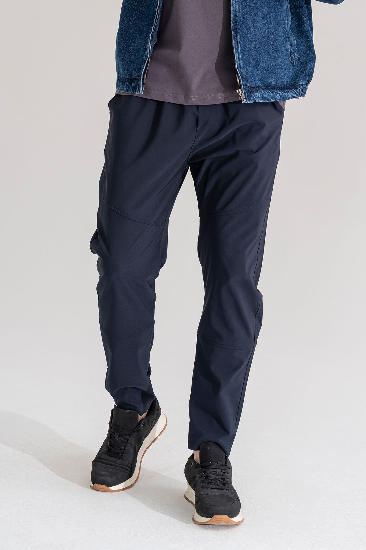 Souris-Ανδρικό παντελόνι Jogger με μπλέ Navy αναπνεύσιμο ελαστικό ύφασμα Lycra 1