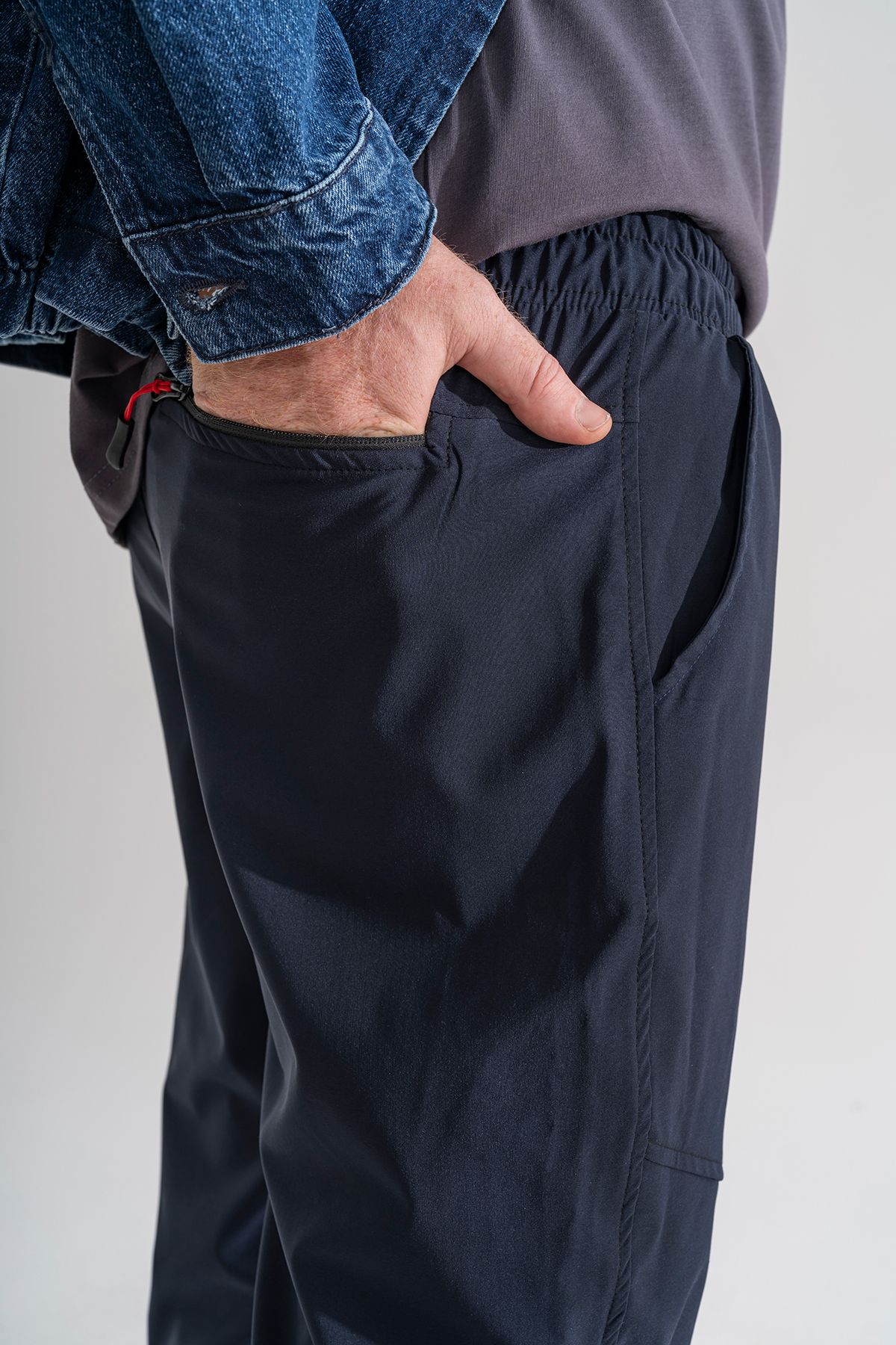 Souris-Ανδρικό παντελόνι Jogger με μπλέ Navy αναπνεύσιμο ελαστικό ύφασμα Lycra 6