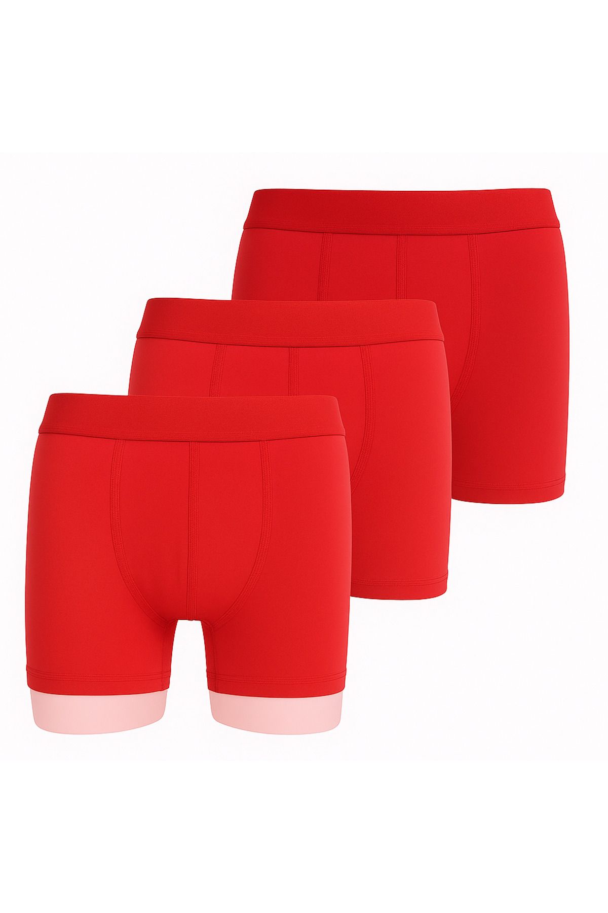 Savel - Üçlü Tek Renk Klasik Erkek Boxer - Kırmızı