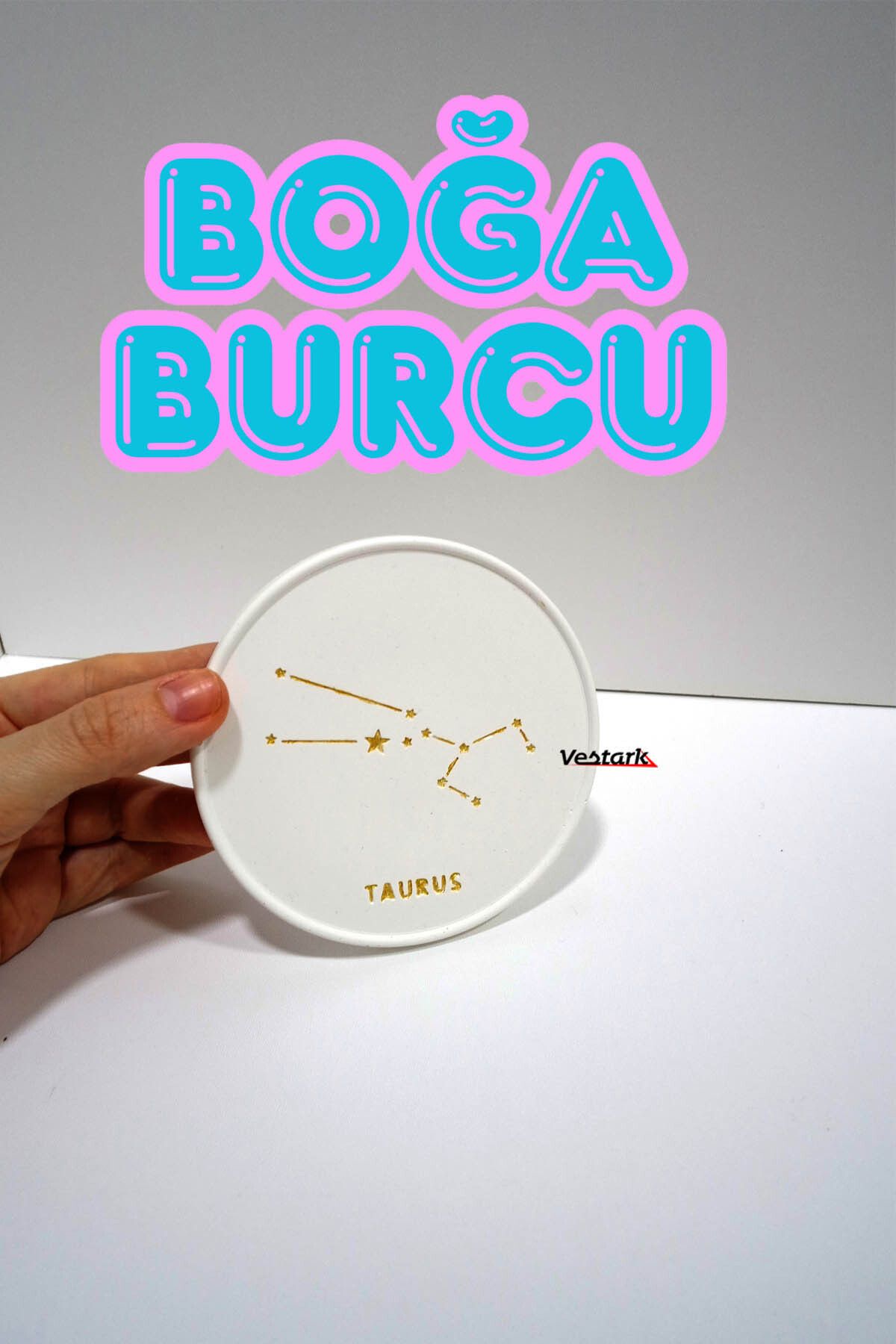 Vestark Boğa Burcu (Taurus) El Yapımı Dekoratif Takı Tabağı ve Bardak Altlığı