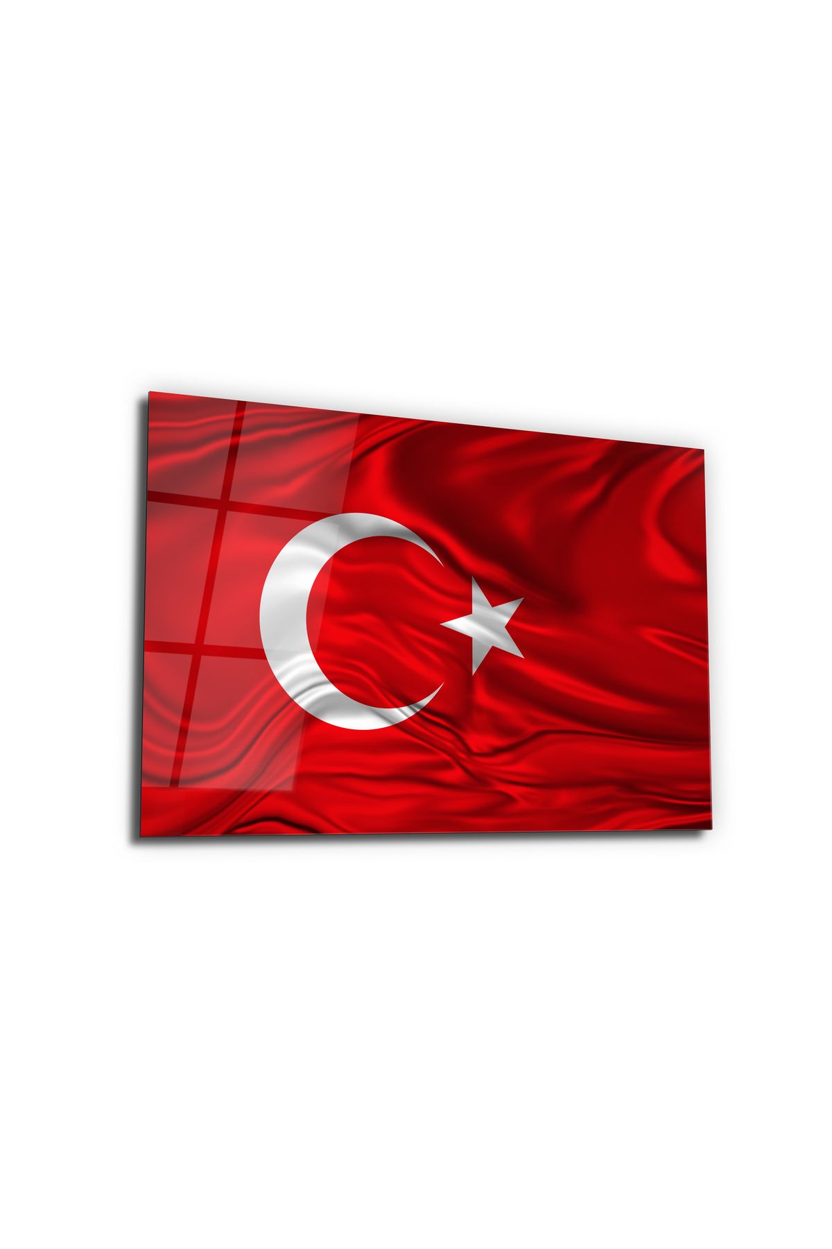 Pixel Decoration Türk Bayrağı Cam Tablo - Ay Yıldız Bayrak Dekoratif Ev ve Ofis Tablosu - Bayrak Tablosu