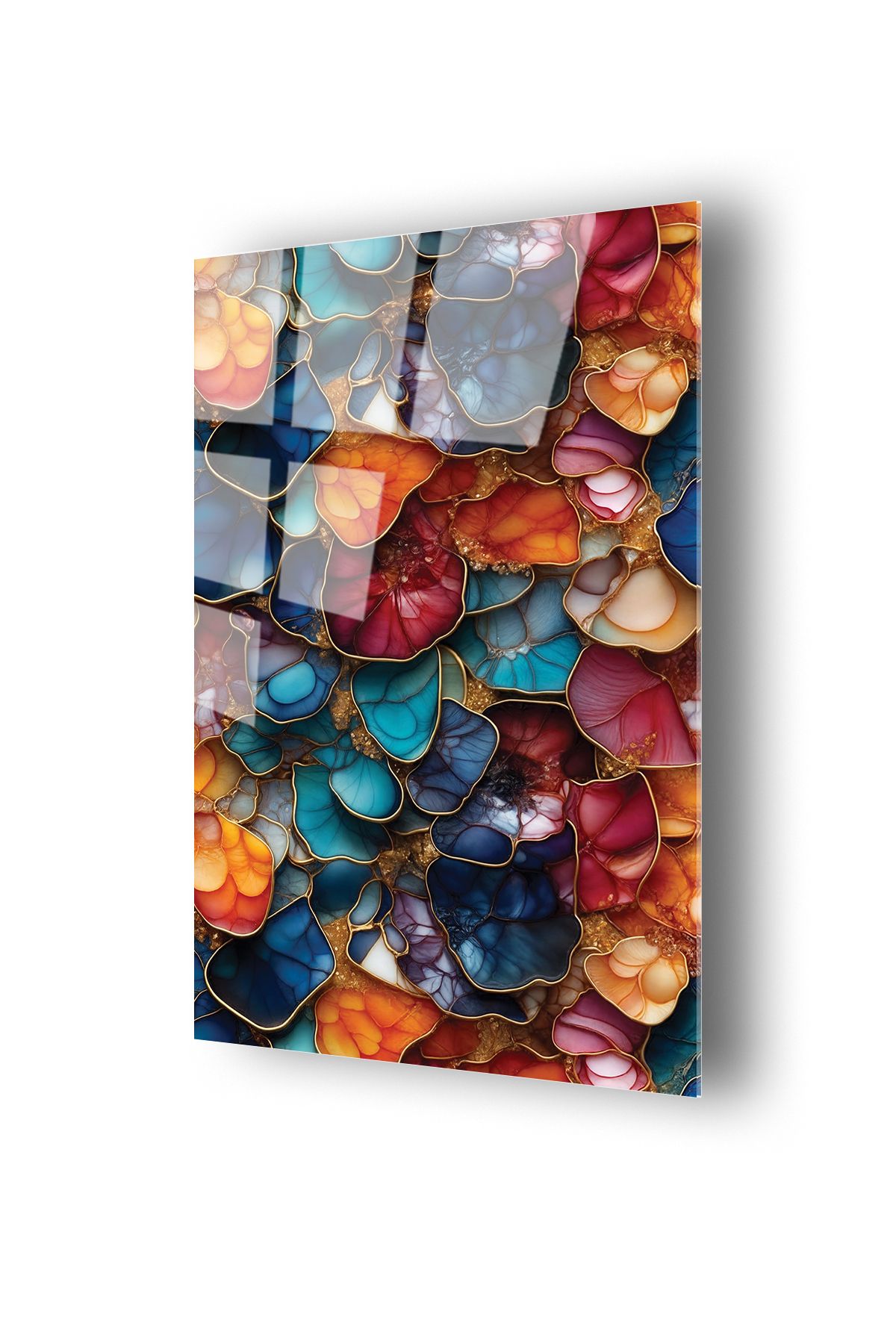 no77decor Modern Sanat Renkler Temalı Cam Tablo