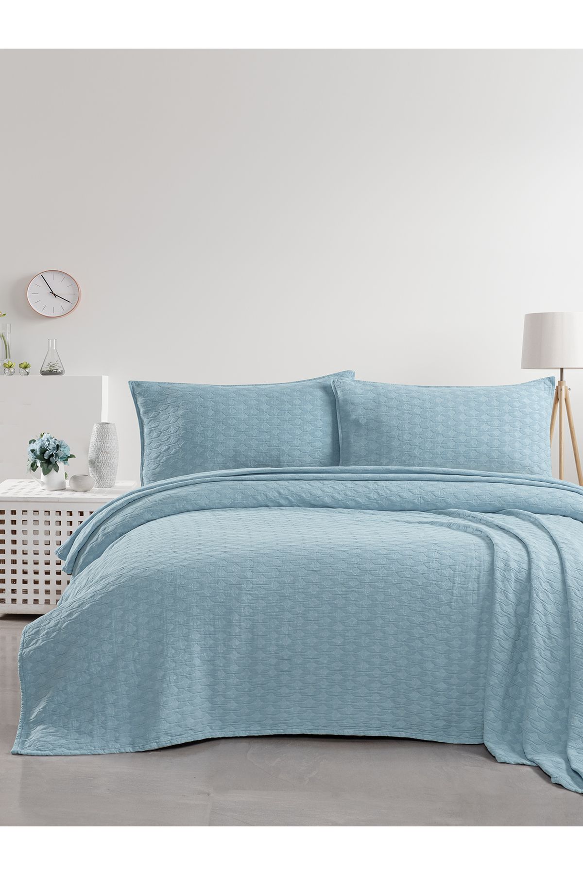 BED LİNE Elvira yatak örtüsü seti çift kişilik mavi kutulu