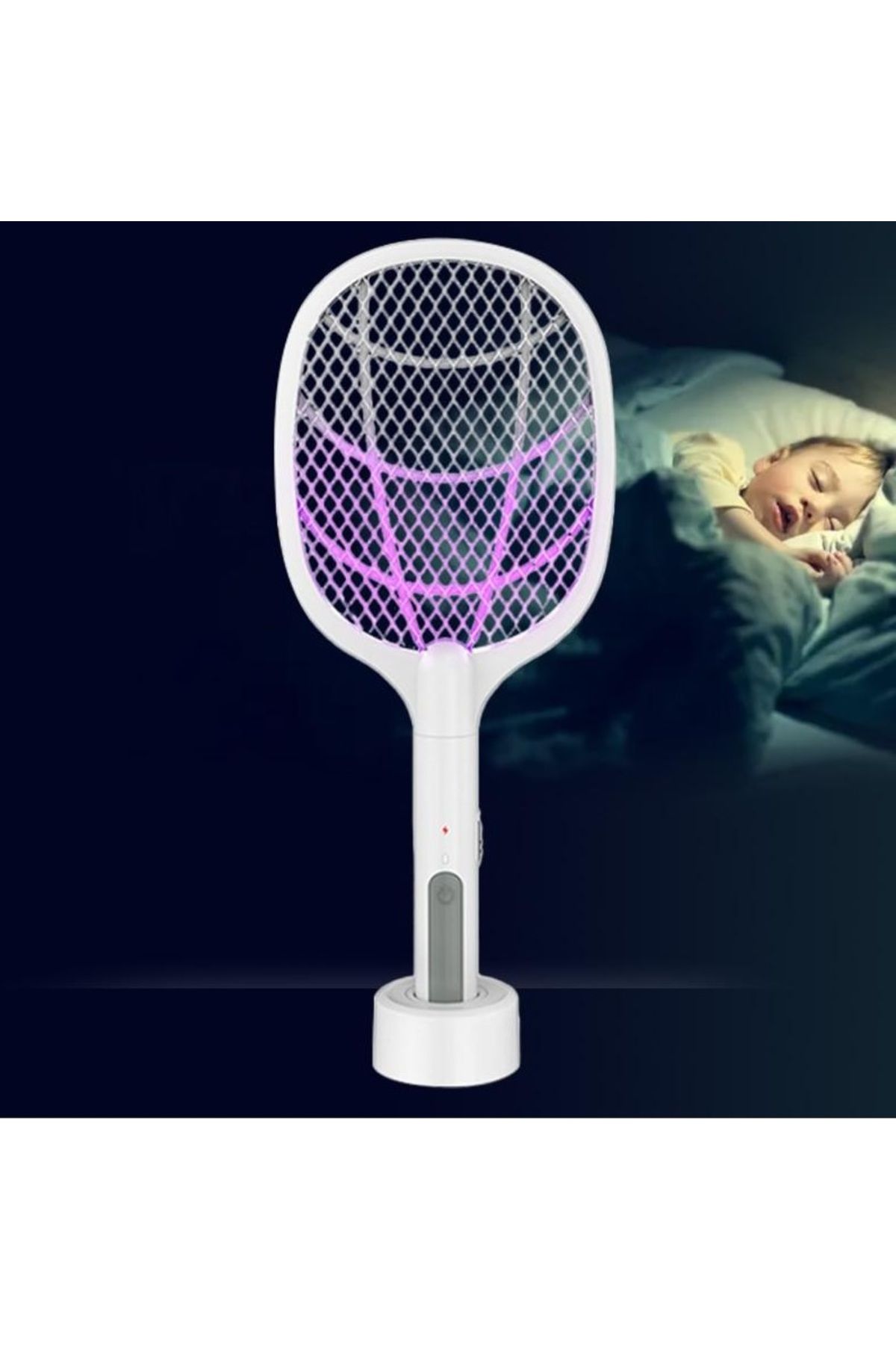 Tastech Elektrikli sineklik raket USB şarj edilebilir Fly UV işık lambası ile şarjlı sinek öldürücü tuzak