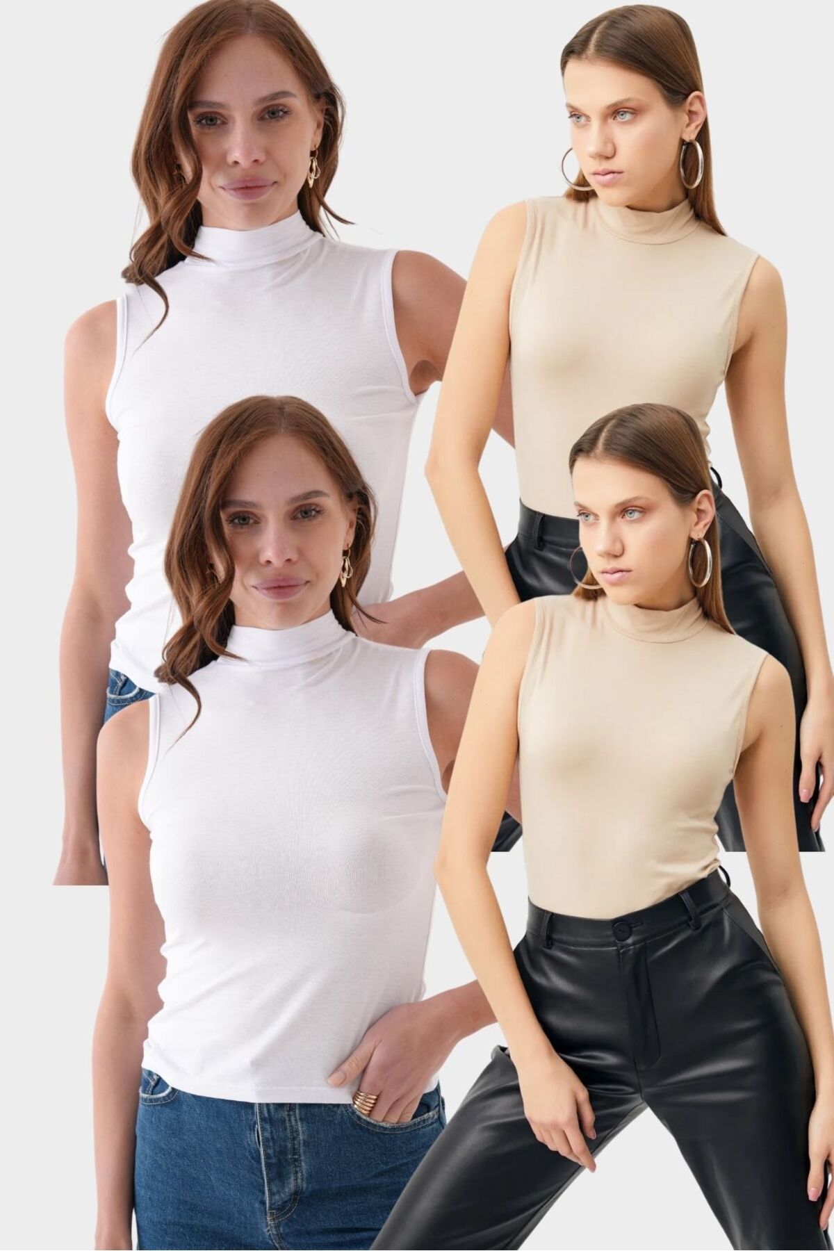 QUELISSE Kadın 4'lü Paket Body / Bluz Tesettüre Uygun Q0K018