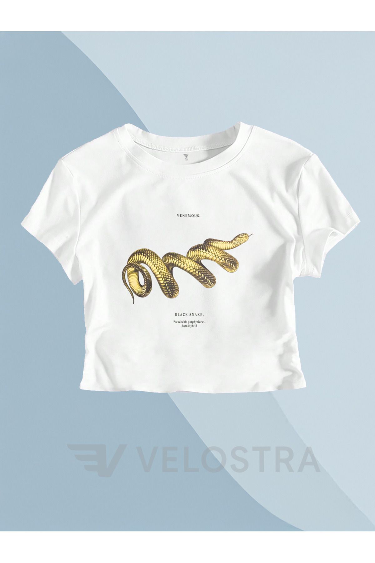 Velostra Kadın Altın Yılan Baskılı Crop