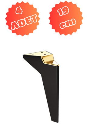 MİSLİNE Platin 19 Cm Mat Siyah - Pirinç K (4 ADET) Mobilya Ayağı ,kanepe Ayağ...