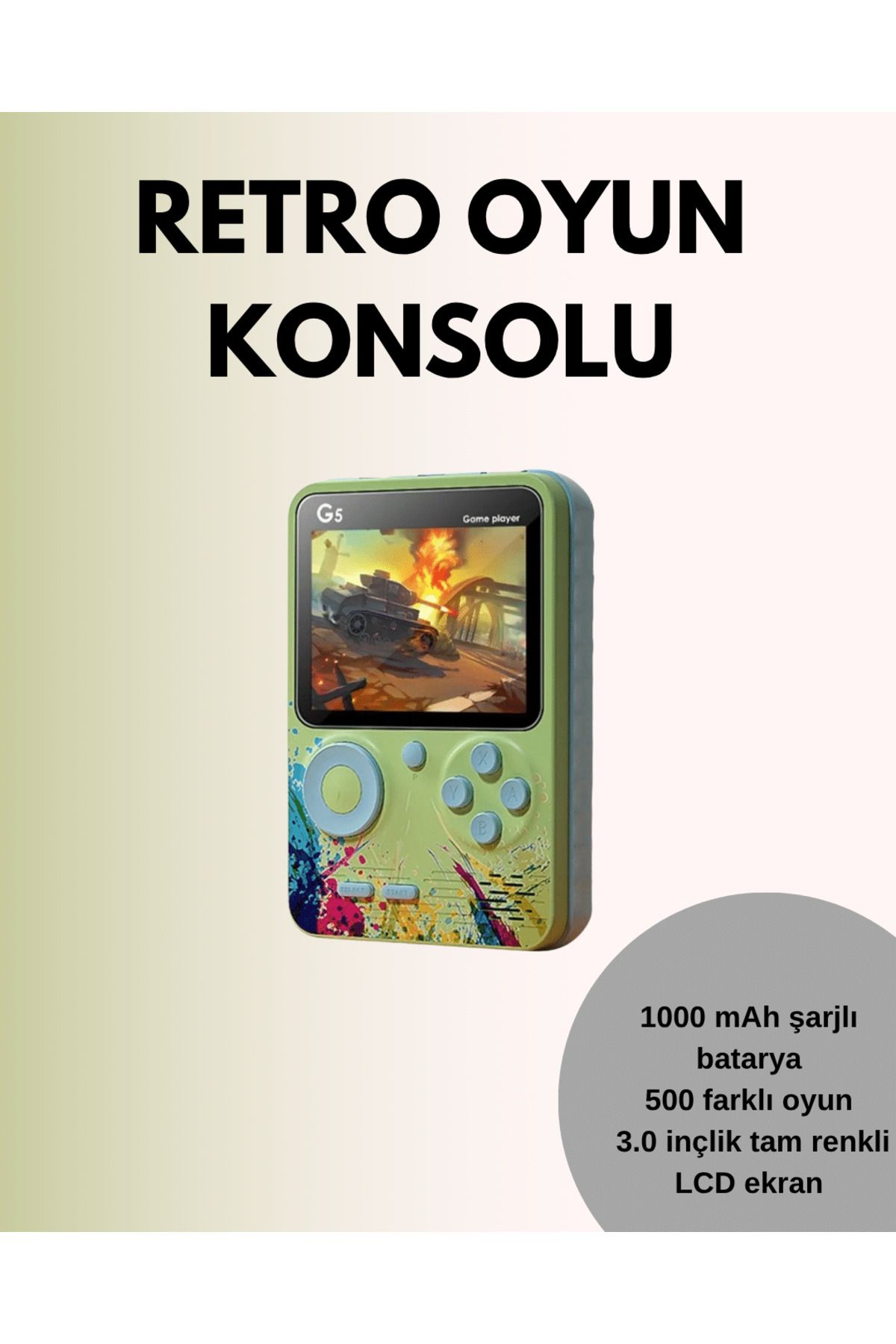 FTA TİCARET TV Bağlantılı 500 Oyunlu Mini Gameboy Konsol
