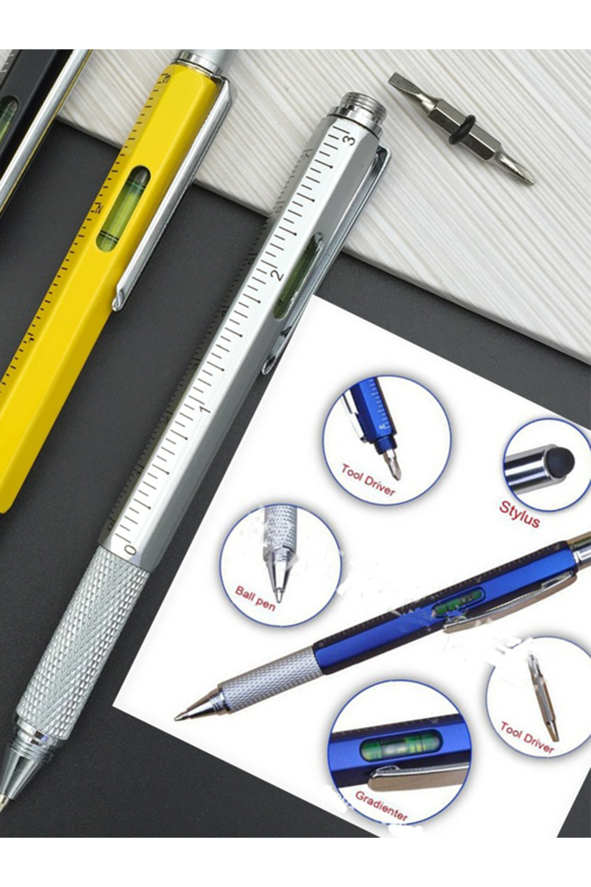 Choice black yellow 7 In1 Multifunction Ballpoint Pen with Modern ...