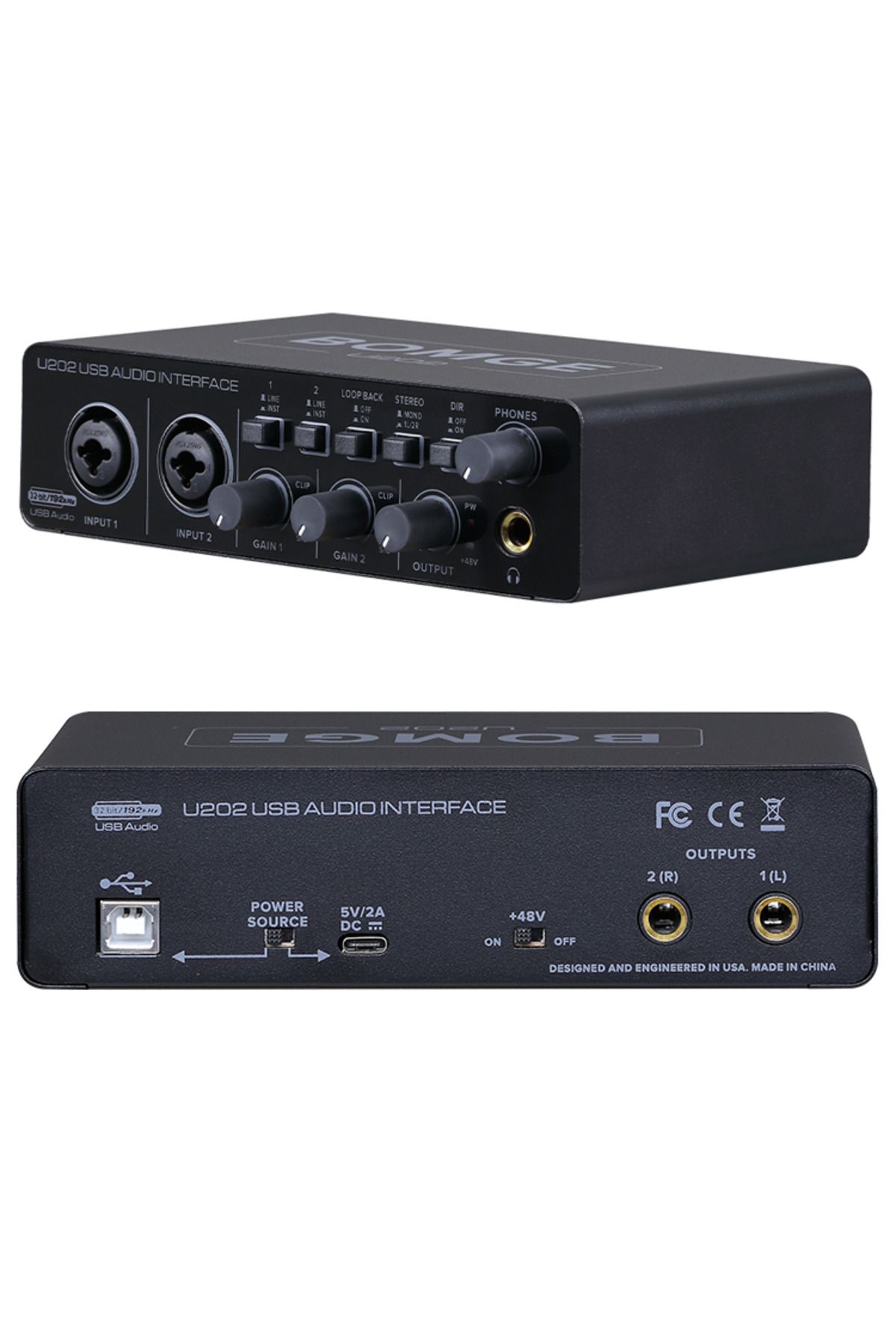 Choice-BOMGE U202 USB Audio Interface with Mic Preamplifier XLR/TSR/TS Ports 48V 32-Bit/192kHz Resolutio... 7