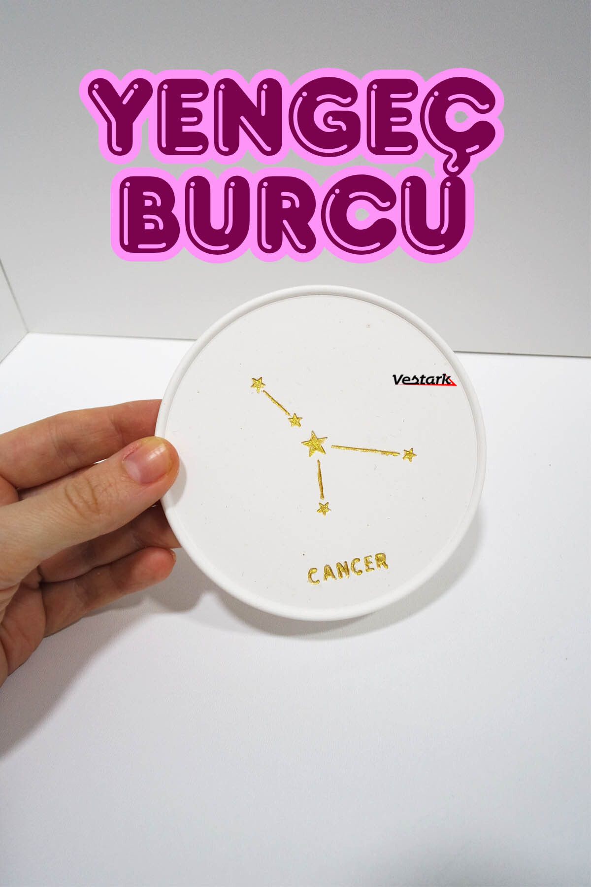 Vestark Yengeç Burcu (Cancer) El Yapımı Dekoratif Takı Tabağı ve Bardak Altlığı