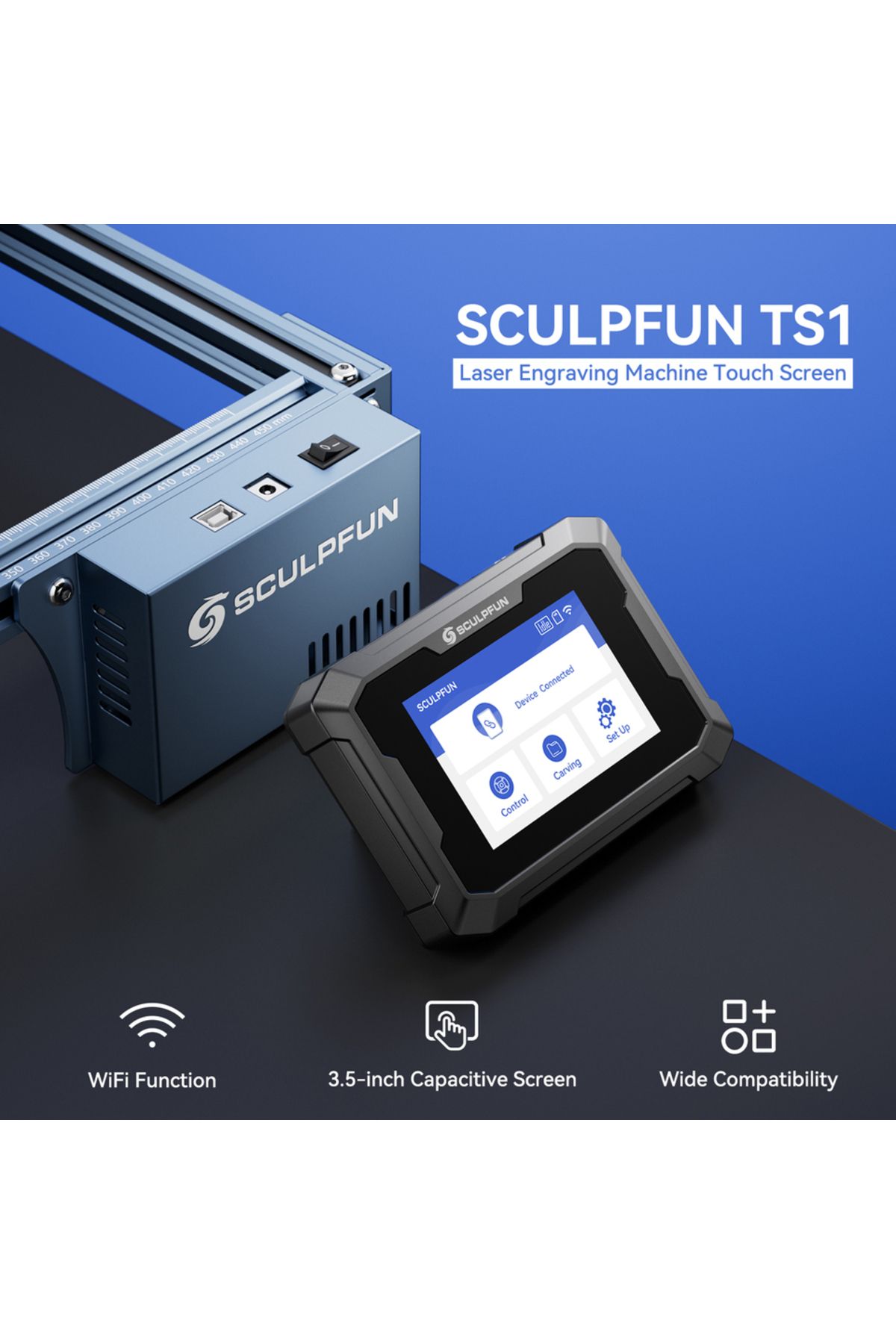 Choice-SCULPFUN TS1 Laser Engraver Touchscreen 3.5-inch Control Terminal Real-time Slicing Function Used... 3