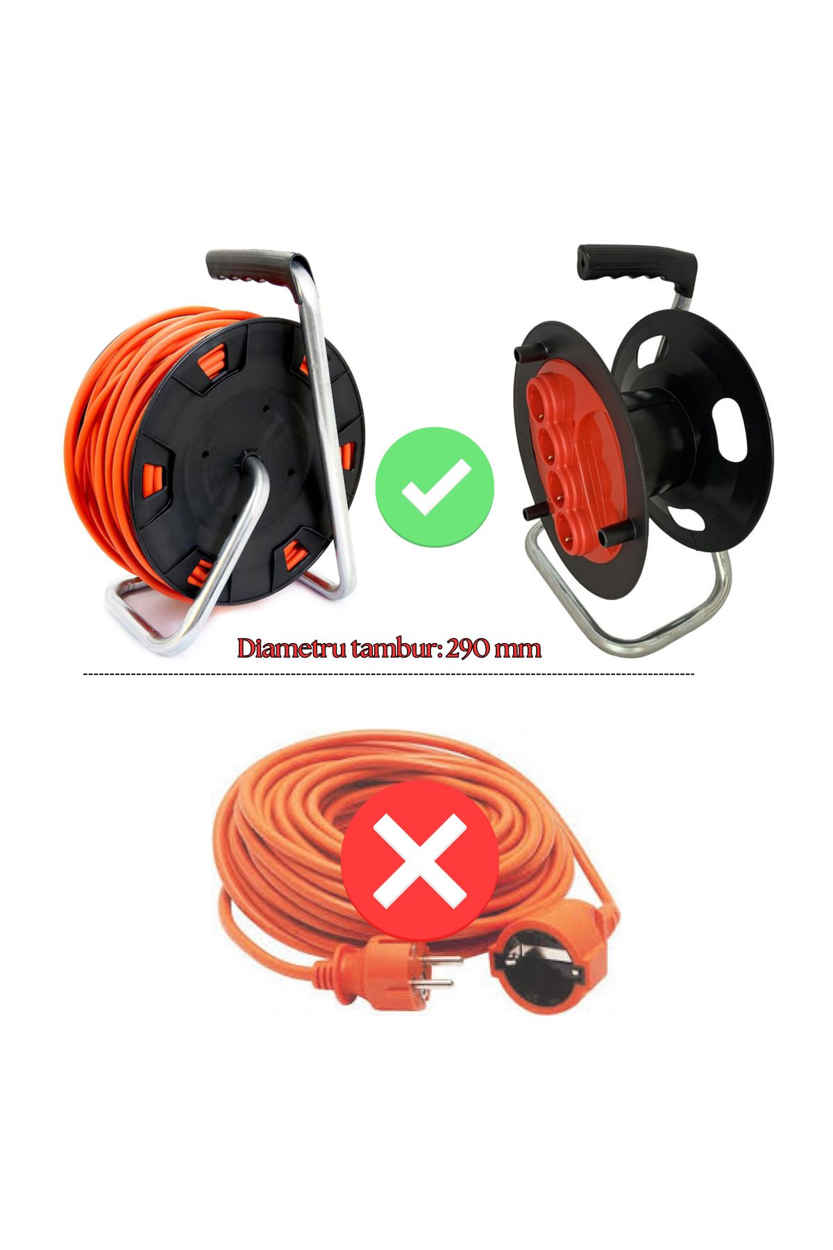 FİAPFO-Extension Cord on Roll APF® 50m, 4 Sockets, Copper Cable 2 x 2, 5 mm², IP20 6