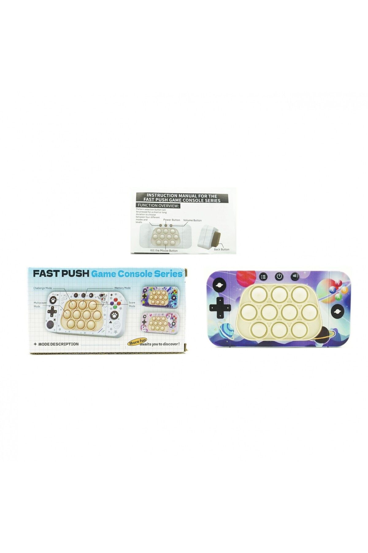 Flippy-Console Toy, speed push game, lights/sounds, ABS/silicone, multicolor space, 15.5x7.6x5.3 cm 2