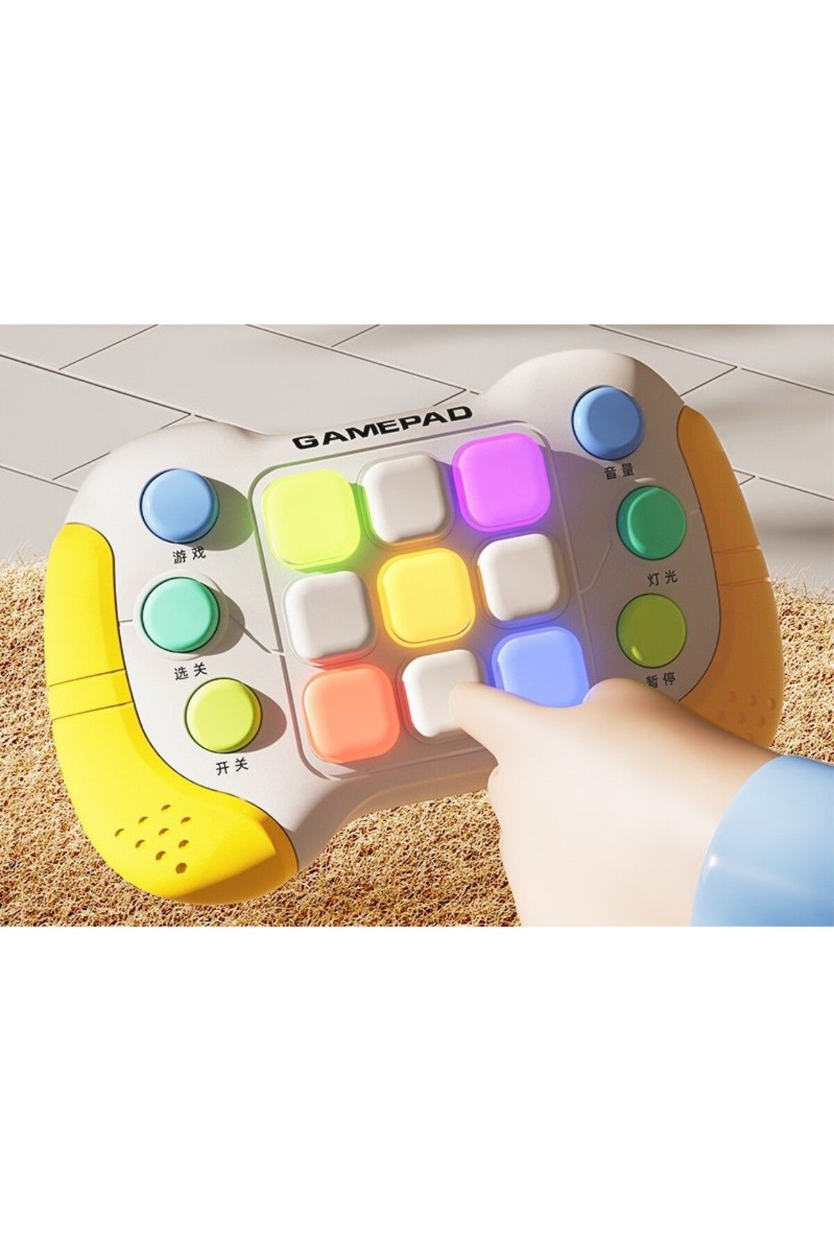 Flippy-Interactive Toy, Pop It Console, 6 Buttons, 5 Modes, 600 Levels, 3 Years, Yellow/gray 5