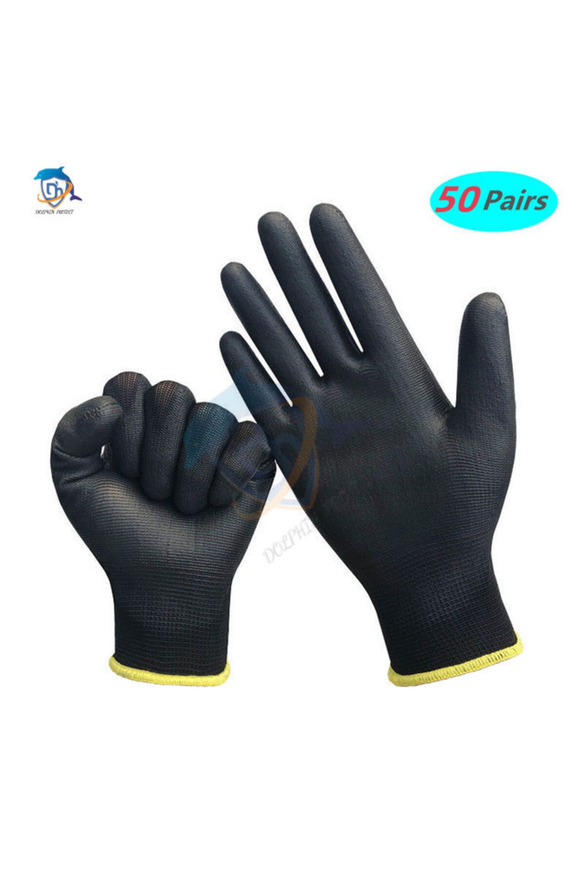 Choice-L Black 50 pairs 10-50 Pairs of Nylon PU Gloves Safety Work Gloves Repair Special Gloves Palm Coated 1