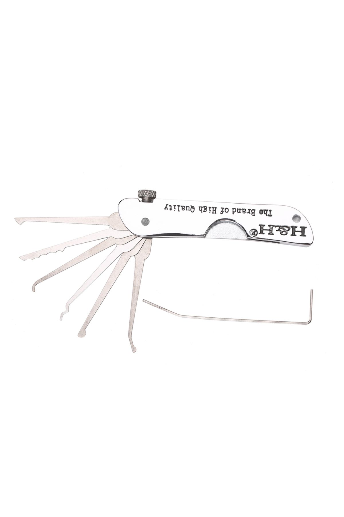 Choice-Silver Practice Lock Lock Picking Set Foldable 7 in 1 Stainless Steel Lock Pick Set with Wrench Comp 1