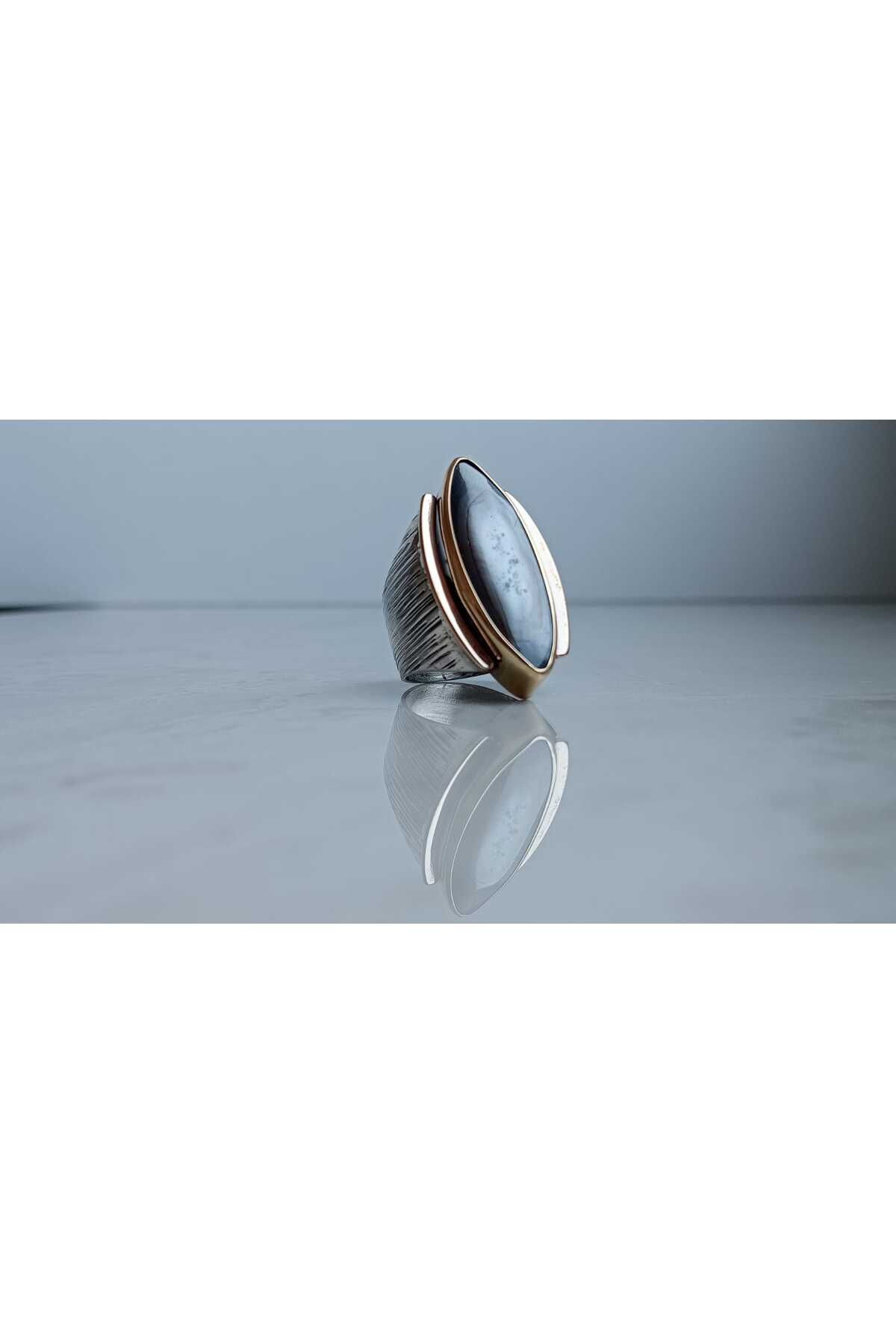 GÜMÜŞ Papila Silver Taşlı Mekik Tasarım Gümüş Yüzük