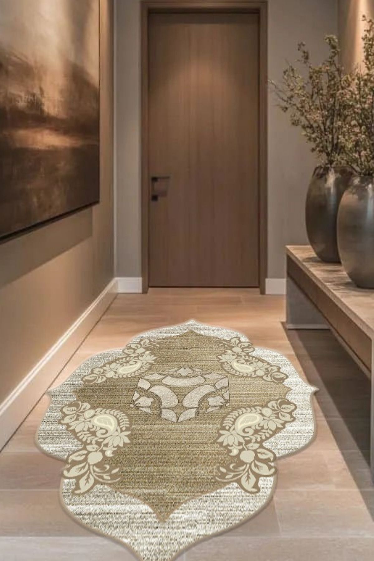 DERAS HOME Dijital Baskı Yıkanabilir Kaymaz Taban Yolluk Salon Halısı