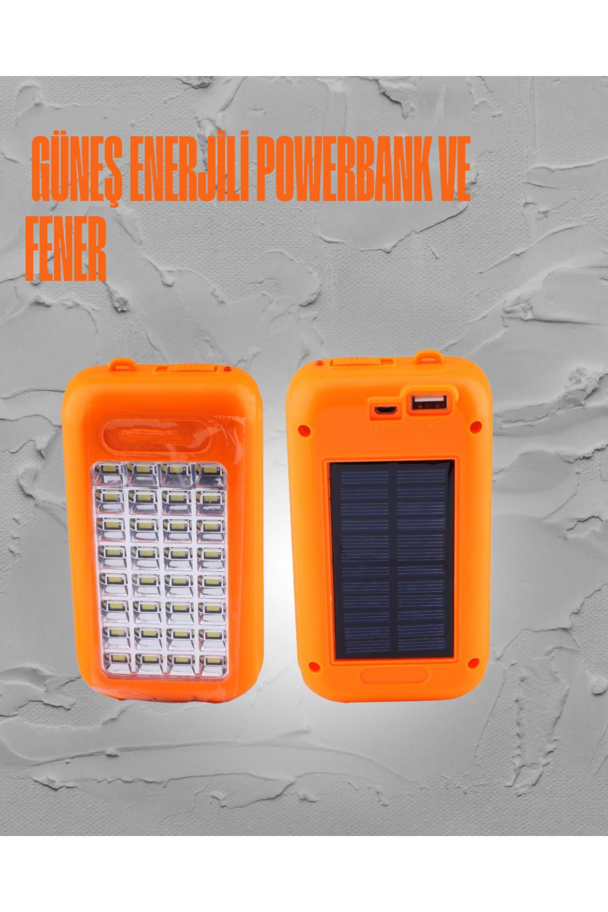 FTA TİCARET Güneş Enerjili LED Powerbank Işıldak – 10000 mAh, Su Geçirmez, 32 LED, Taşınabilir Tasarım