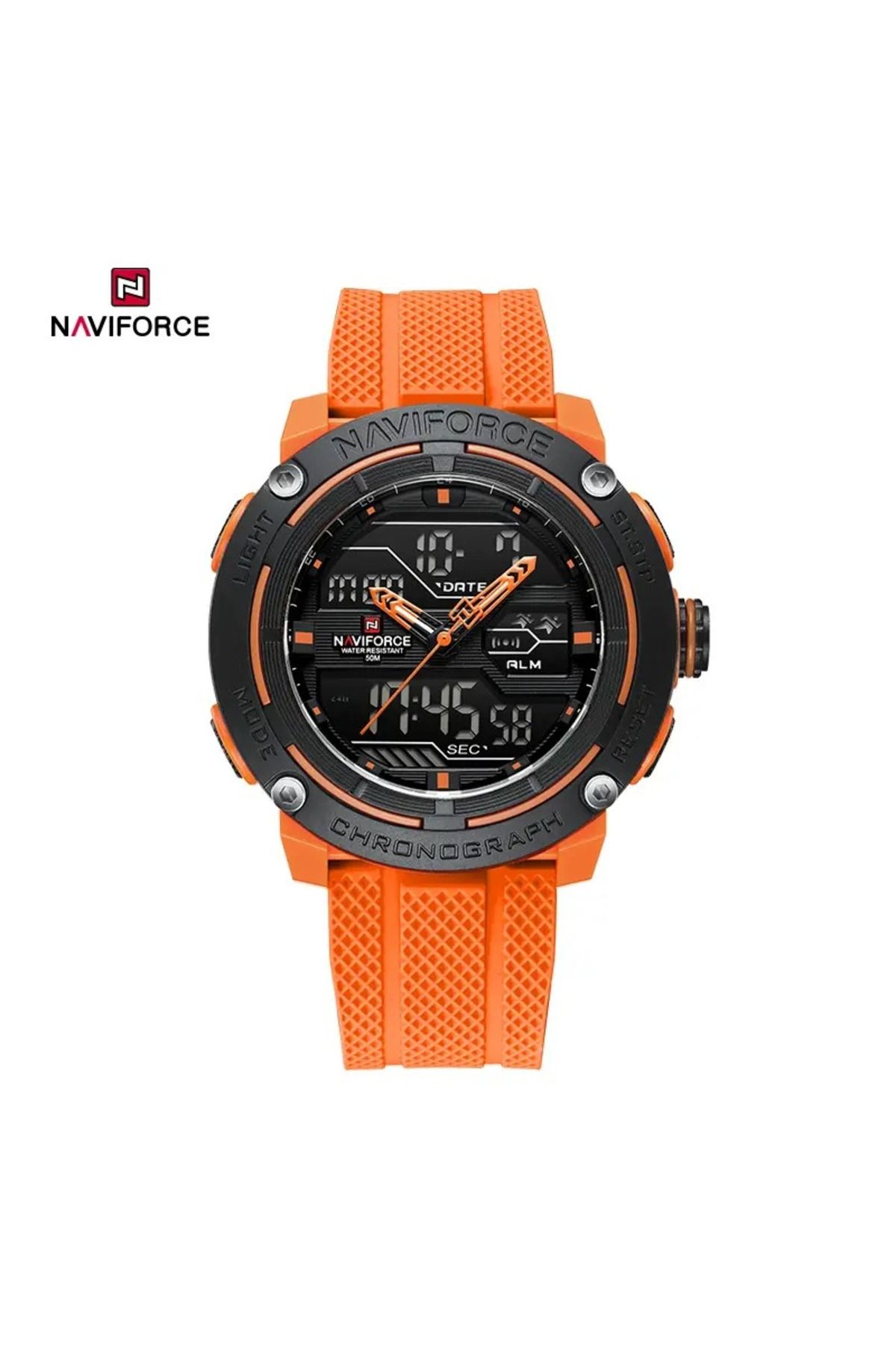 Naviforce Turuncu Silikon Kayış, Çok Fonksiyonlu Nf7114 Erkek Kol Saati
