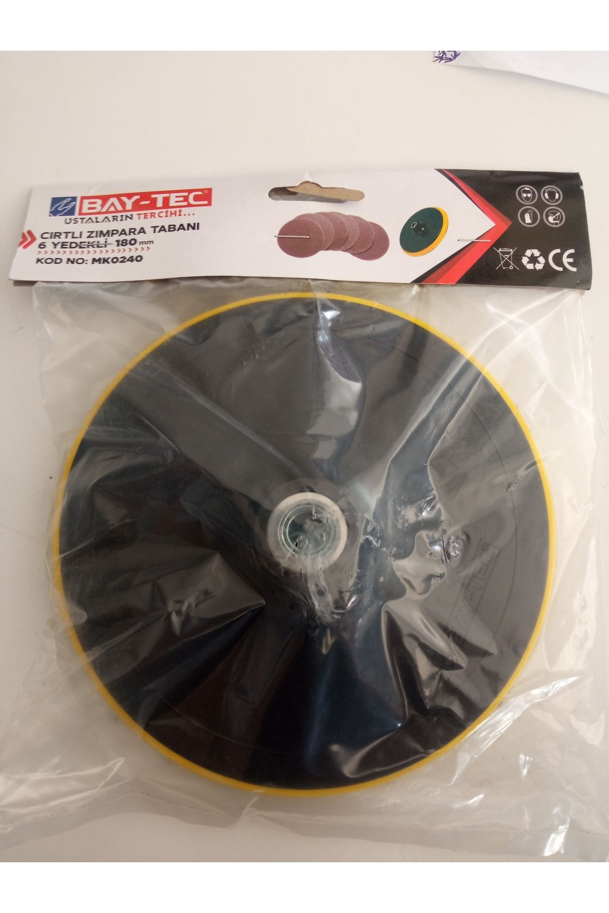 Baytec Çırtlı zımpara tabanı 180 mm 6 adet yedek zımparalı