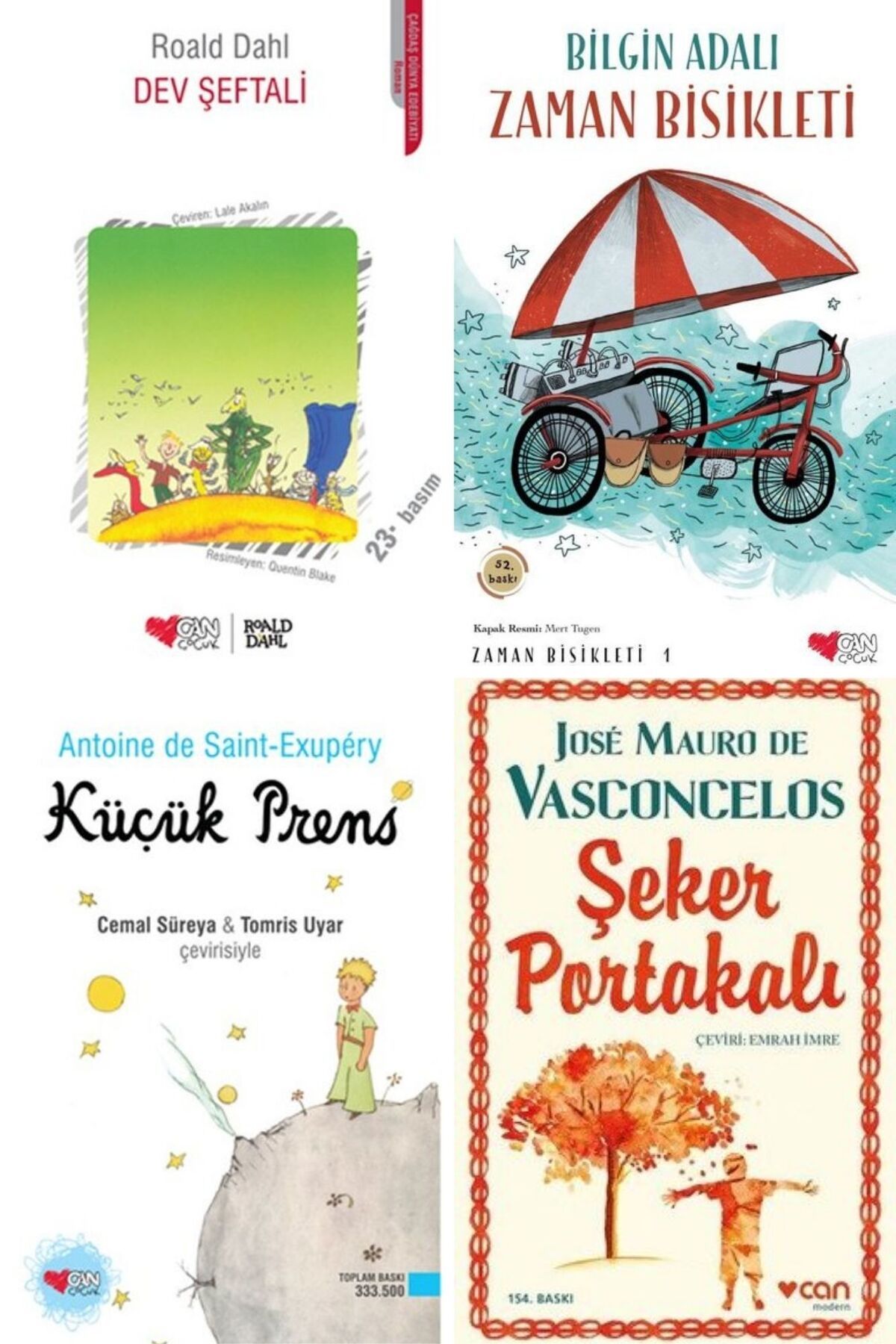 Can Yayınları Can Yayınları CAN ÇOCUK KÜÇÜK PRENS ŞEKER PORTAKALI DEV ŞEFTALİ ZAMAN BİSİKLETİ 4 KİTAP