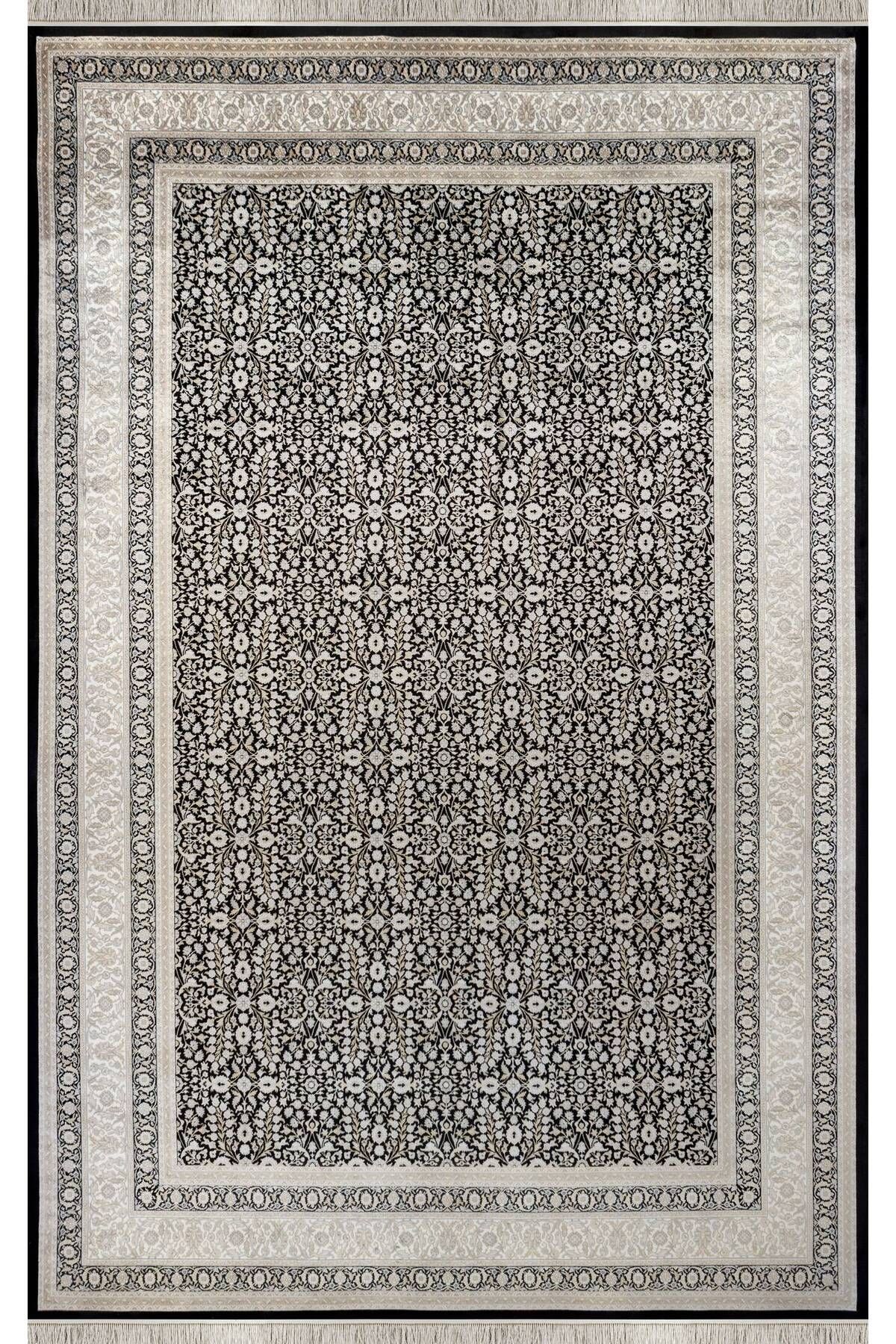 akbel halı & yatak exclusive home design Vendome Palace 5402 Siyah Krem - Viskon Bambu Halı | Dokuma Salon Halısı