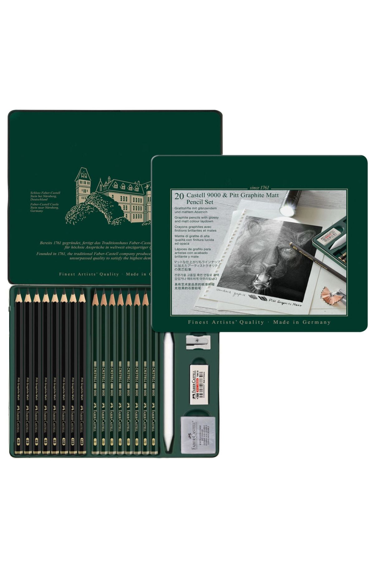 GLANCE-Canson A5 120 Gr 40 Yp Sketchbook Pitt Graphite Matt Graduated Pen Set of 20 2