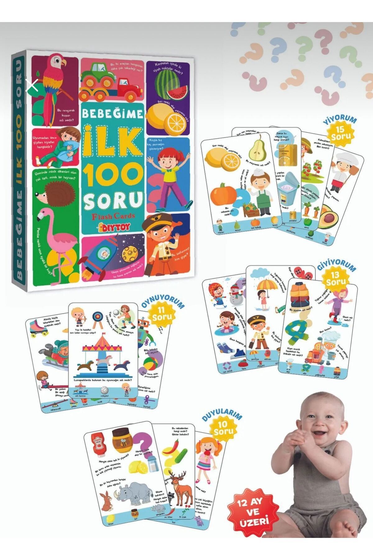 scntoys Bebeğime İlk 100 Soru OKUL ÖNCESİ EĞİTİCİ BEBEGİME İLK 100 SORU FLASH KARTLARİ EĞİTİCİ 100 PARÇA
