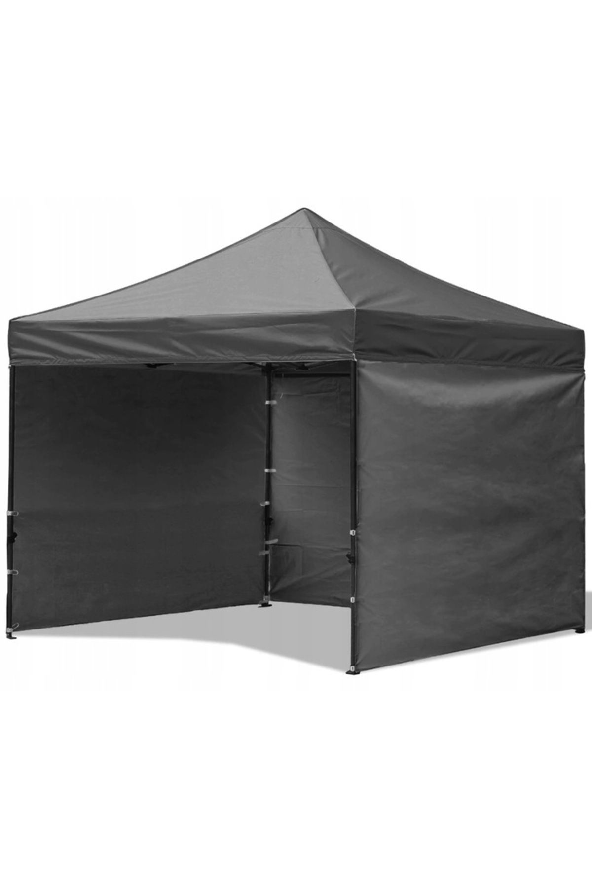 SERSIMO-Cort Tip Pavilion Cu 3 Pereti Laterali, Structura Solida Otel, 3x3 M Cu Inaltime Reglabila, Gri 8