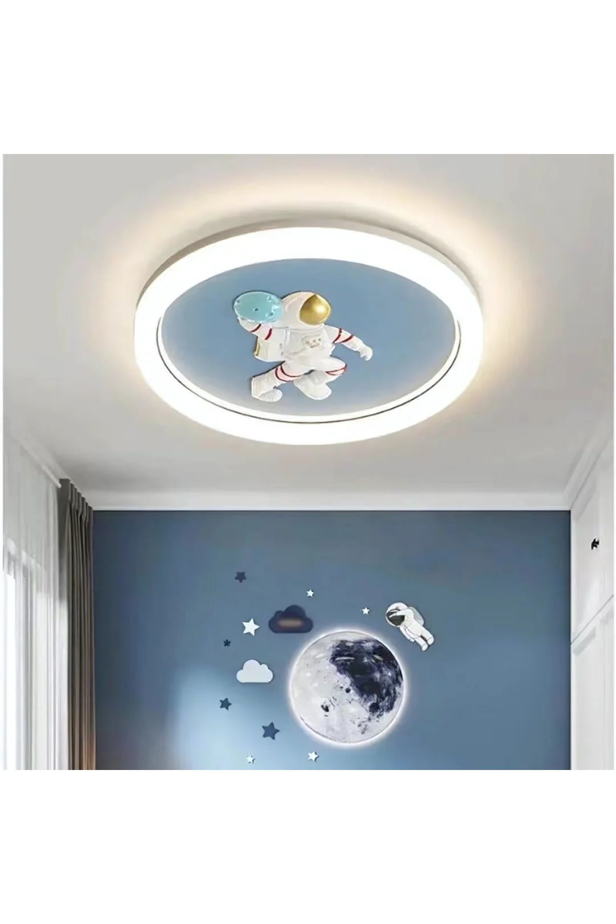 durulight Astronot Modern Tasarım 3 Renk Ledli Plafonyer Ledli Avize Çoçuk Odası Avizesi