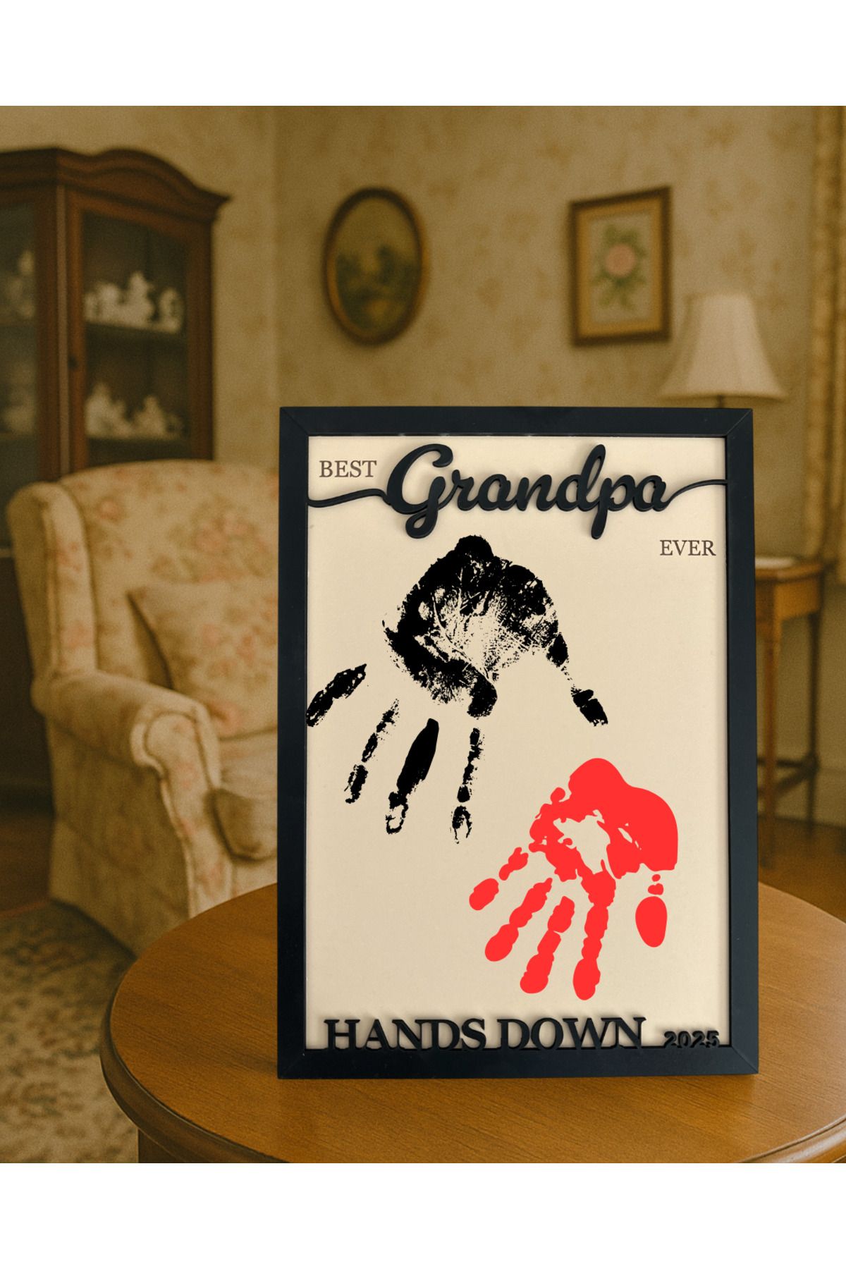 Avuç İzim Büyükbaba Torun El Izi Tablosu – Best Grandpa 2025 | Hatıraları Ellerinizle Oluşturun